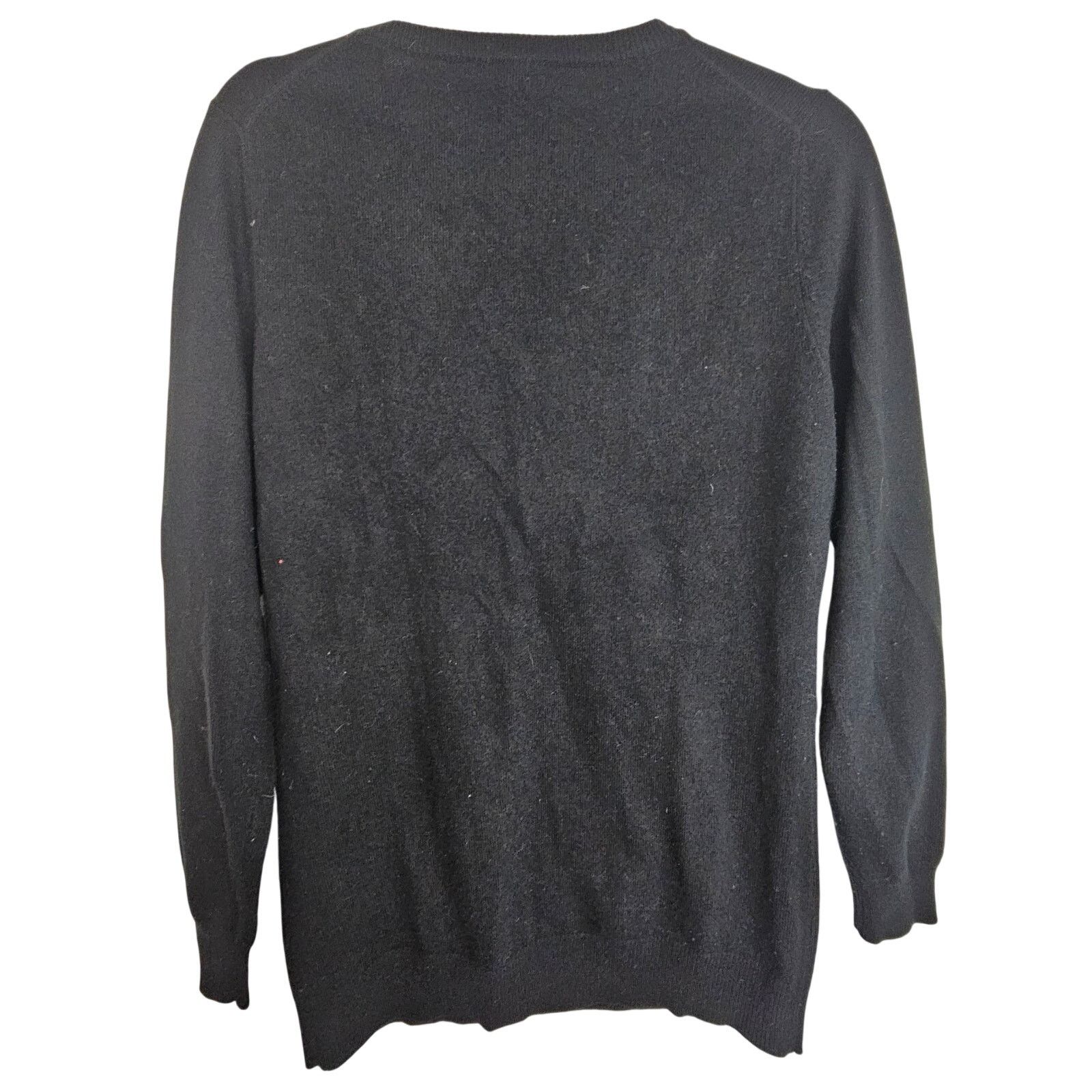 Benetton Benetton Cashmere Sweater Women S Black Vneck Pullover Size S / US 4 / IT 40 - 9 Thumbnail