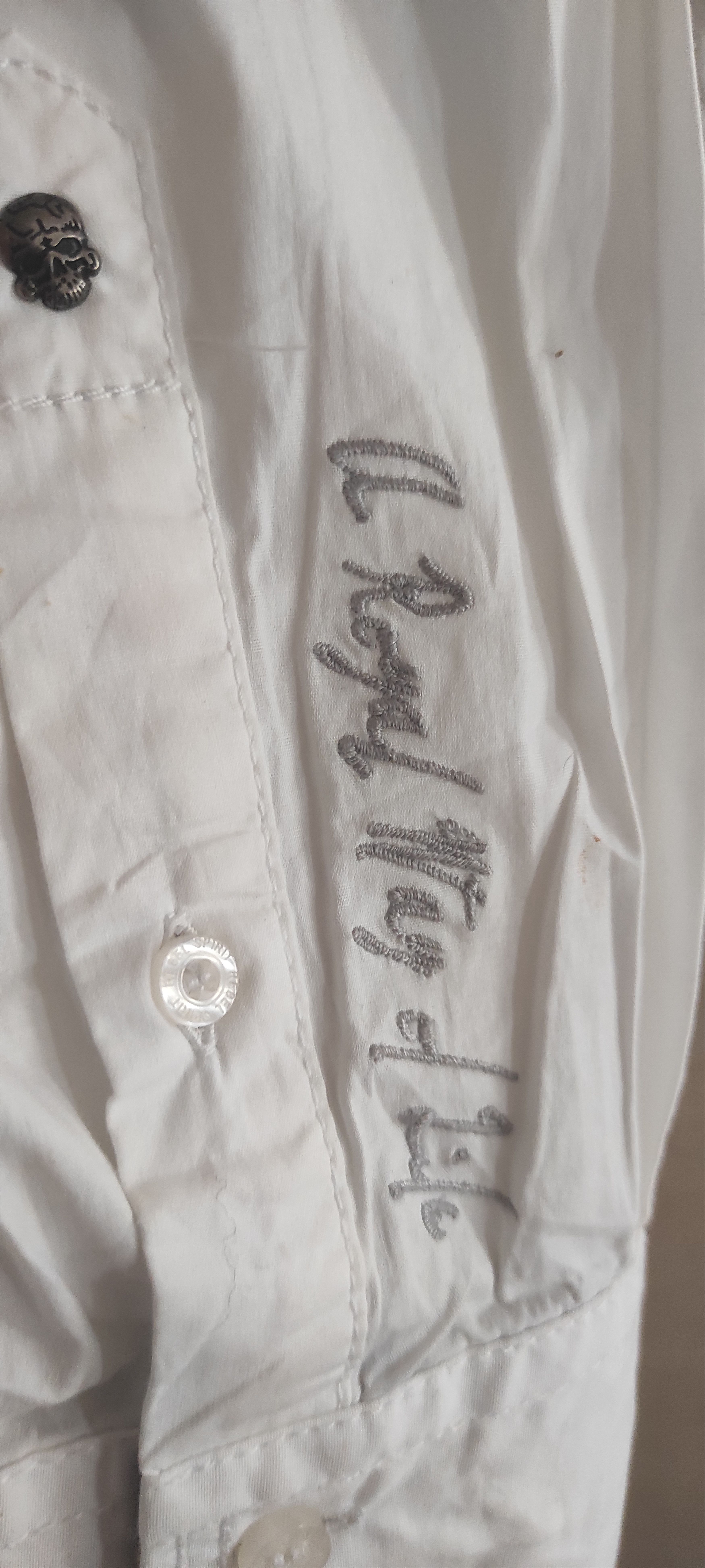 Other Rebel Spirit Embroidered Patched Skull Men's Shirt Size L Size US L / EU 52-54 / 3 - 9 Thumbnail