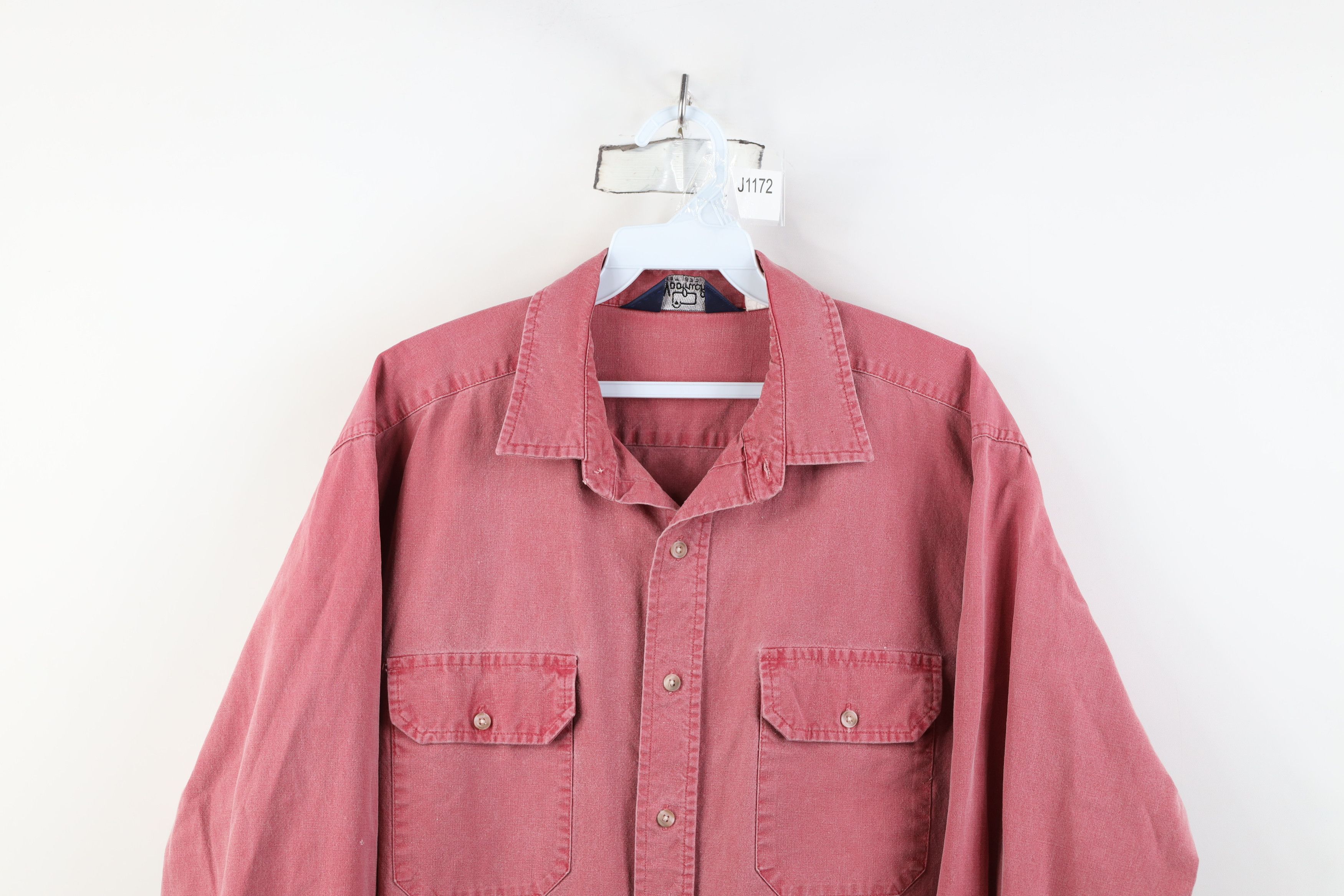 Woolrich Woolen Mills Vintage 90s Woolrich Stonewash Button Shirt Red Cotton Size US L / EU 52-54 / 3 - 2 Thumbnail
