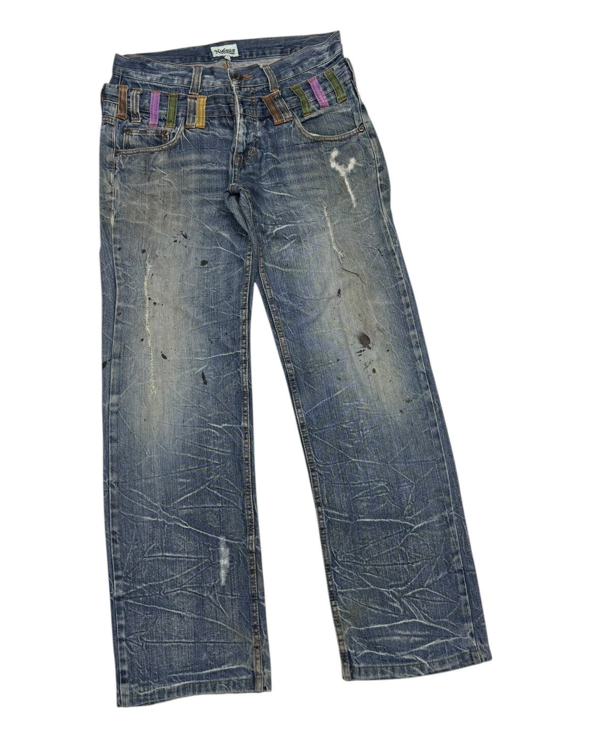 Other 🔥NYLAUS Clothing DOUBLE WAIST Punk Distressed Denim Jeans Size US 32 / EU 48 - 3 Thumbnail