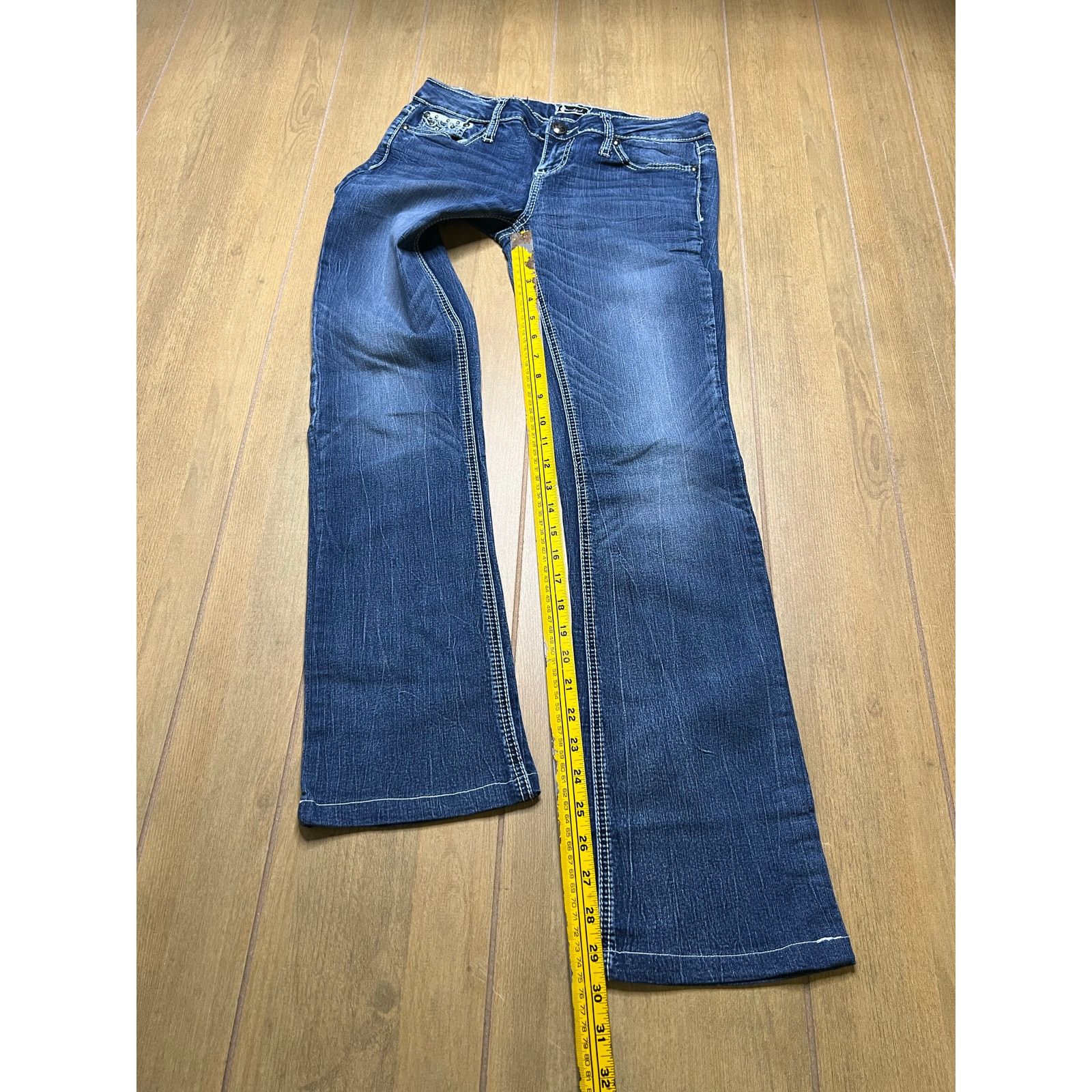 Vintage Soundgirl Y2K Rhinestone Bootcut Jeans Low Rise Womens 29 Size 29" - 6 Thumbnail