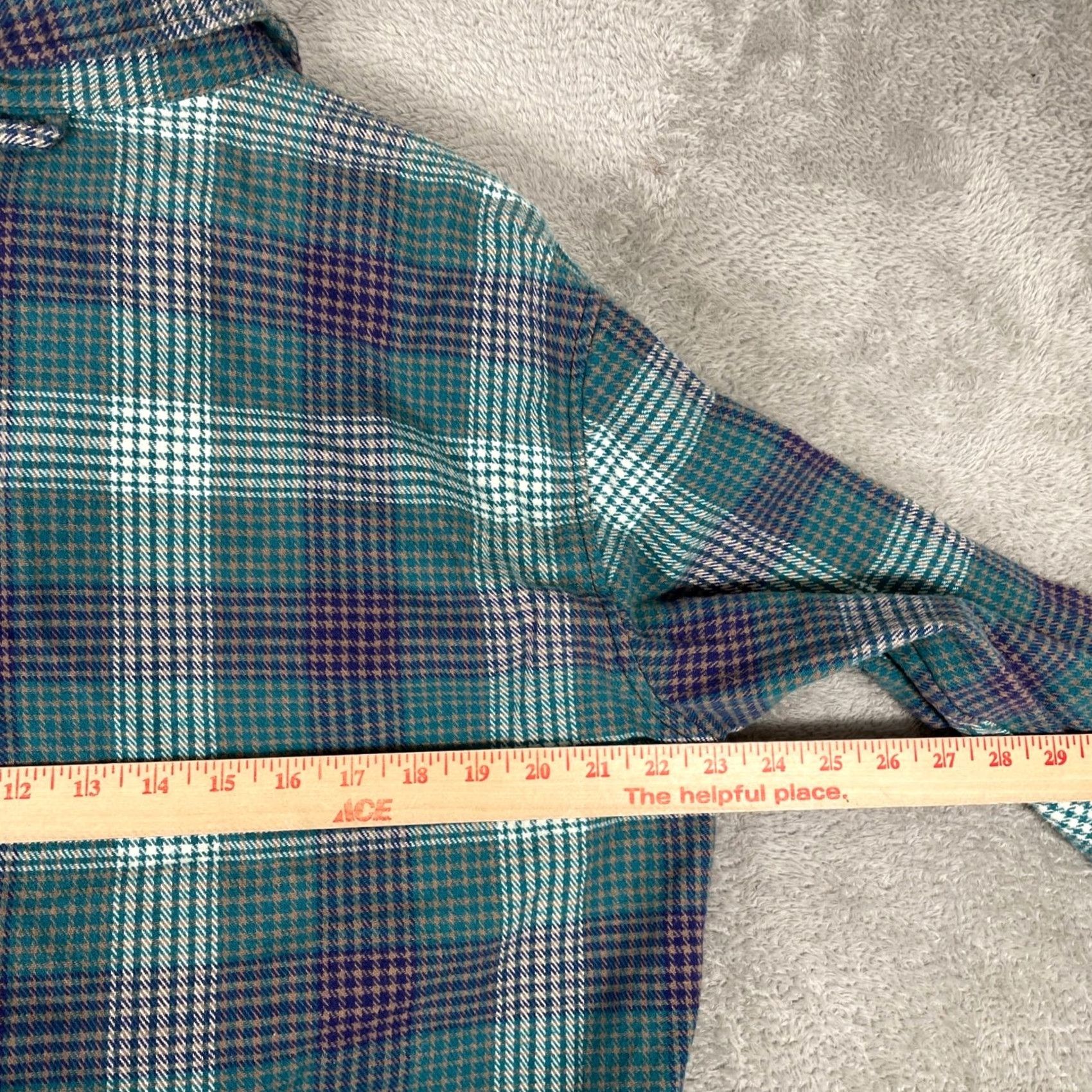 Vintage Oakwood Mountain Flannel Shirt Mens L Teal Plaid Button Up Cotton Workwear Size US L / EU 52-54 / 3 - 7 Thumbnail