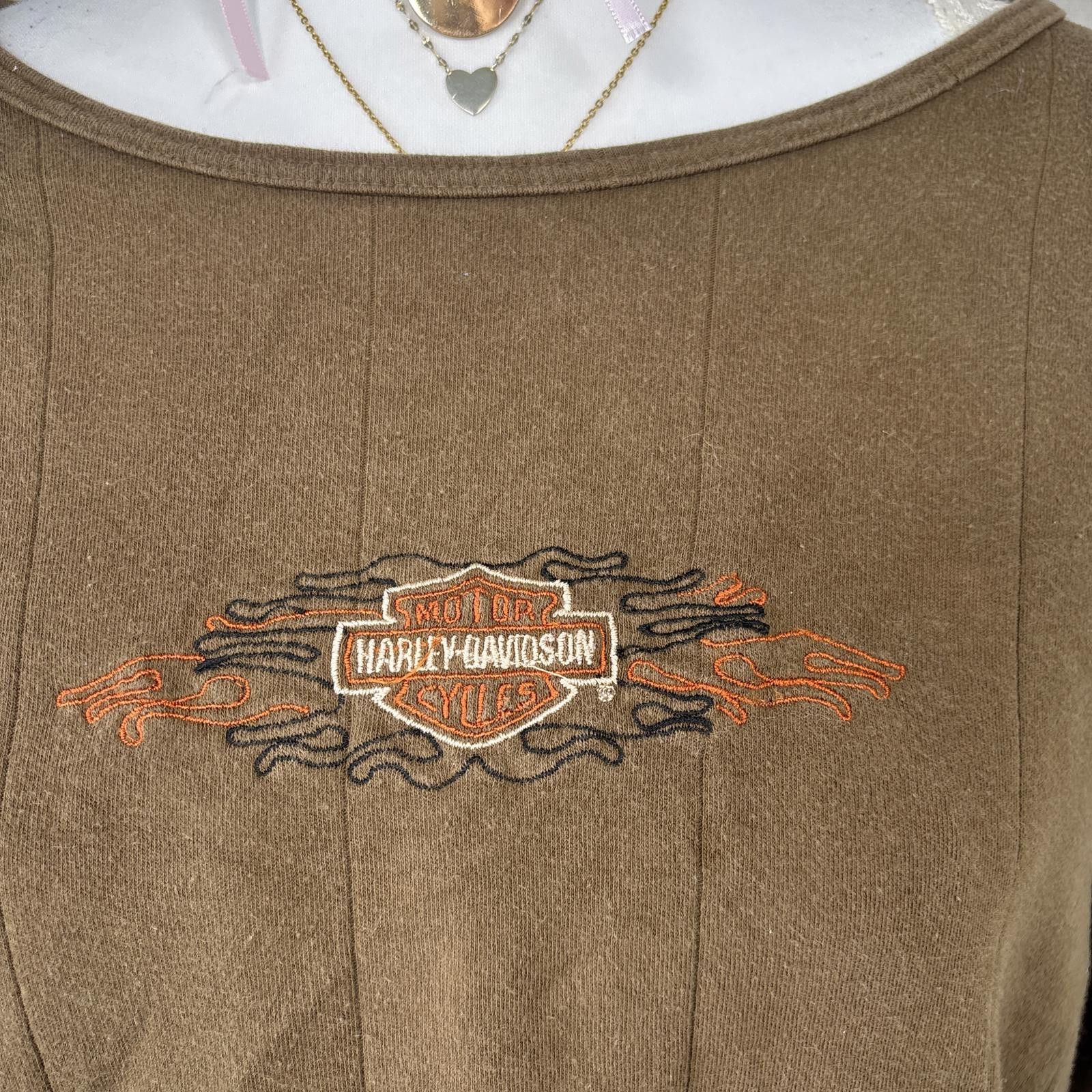 Harley Davidson vintage brown harley davidson long sleeve Size L / US 10 / IT 46 - 4 Thumbnail