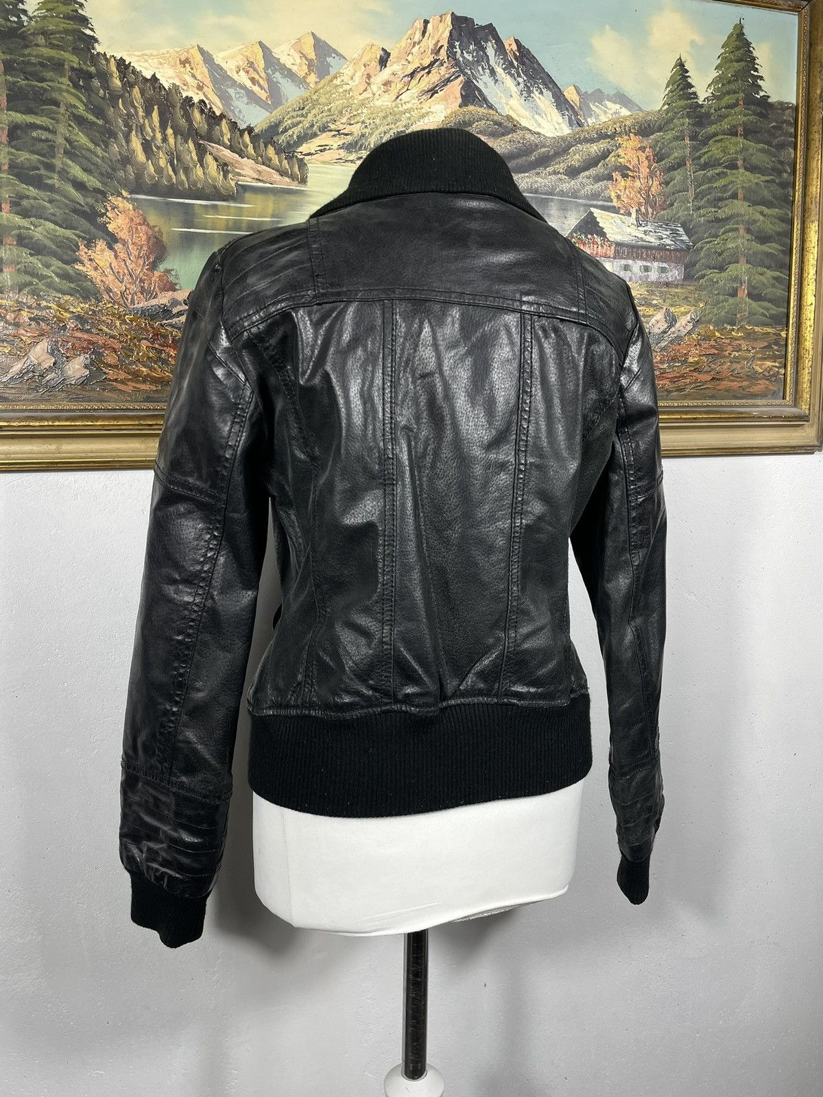 Vintage Washed Black Retro 90s Genuine Real Leater Bomber Punk Rock Size L / US 10 / IT 46 - 10 Thumbnail