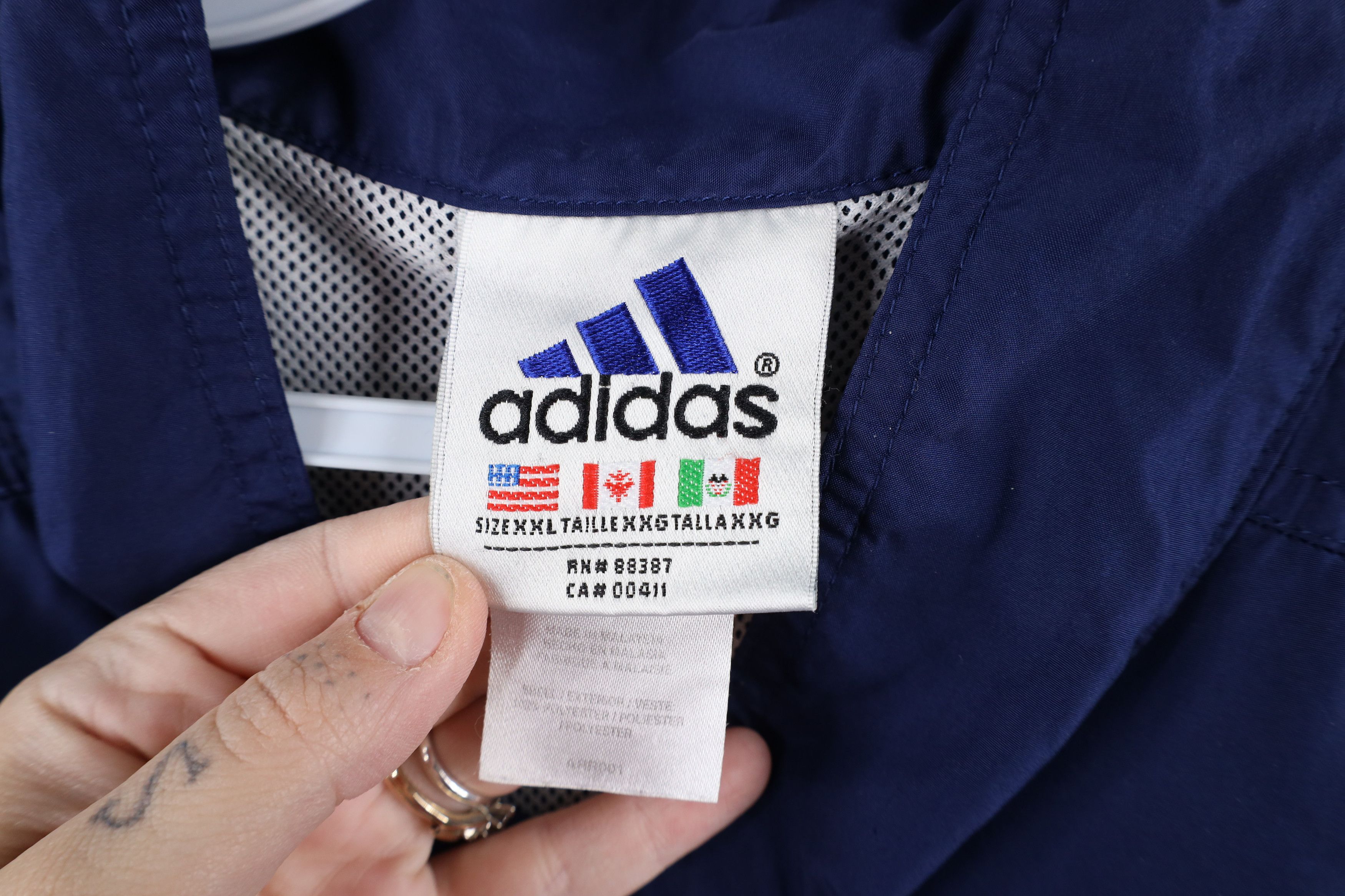 Adidas × Vintage Vintage 90s Adidas Out Snap Button Windbreaker Jacket Blue Size US XXL / EU 58 / 5 - 9 Thumbnail