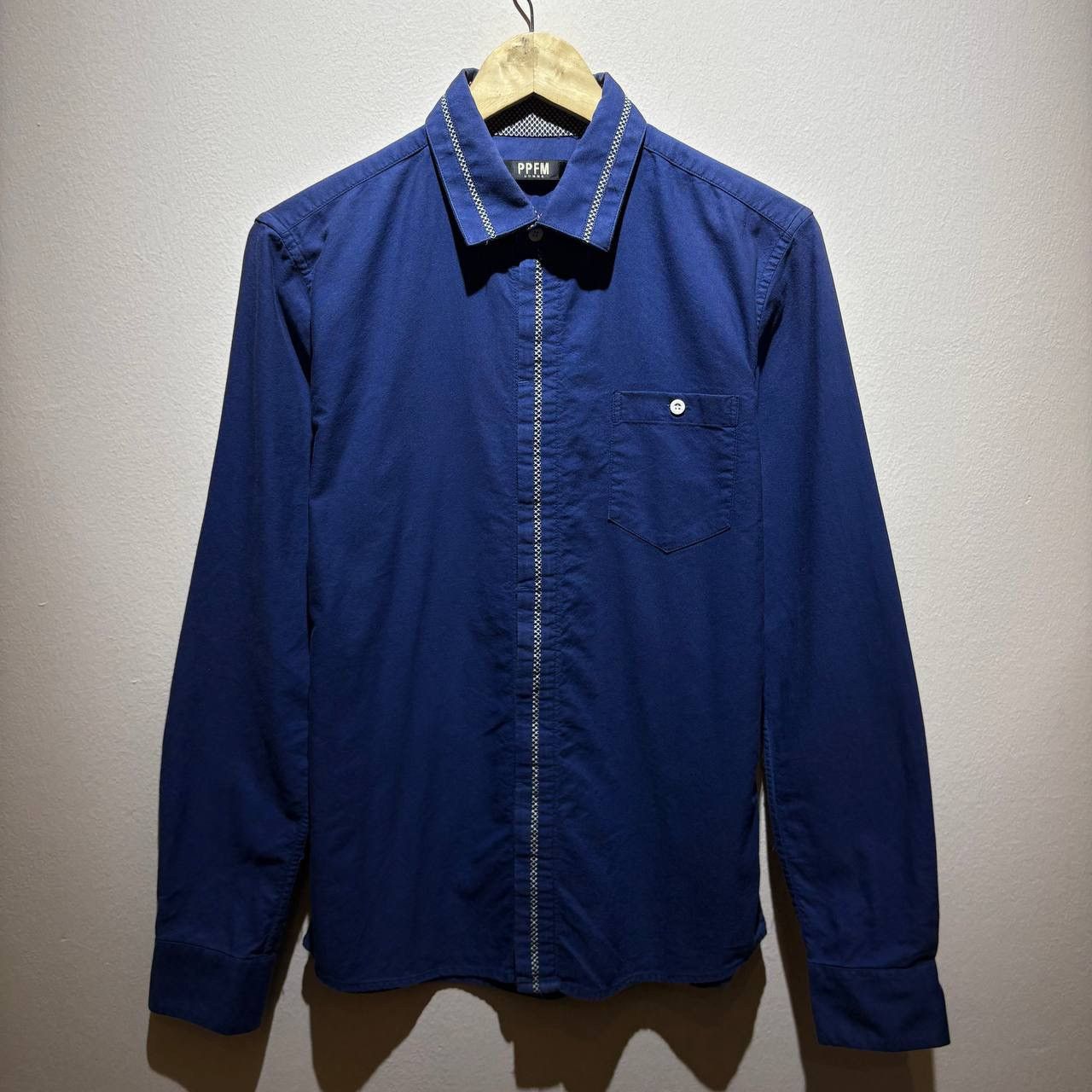 PPFM PPFM Peyton Place Homme Navy Blue Checkered Line Shirt Size US M / EU 48-50 / 2 - 1 Thumbnail
