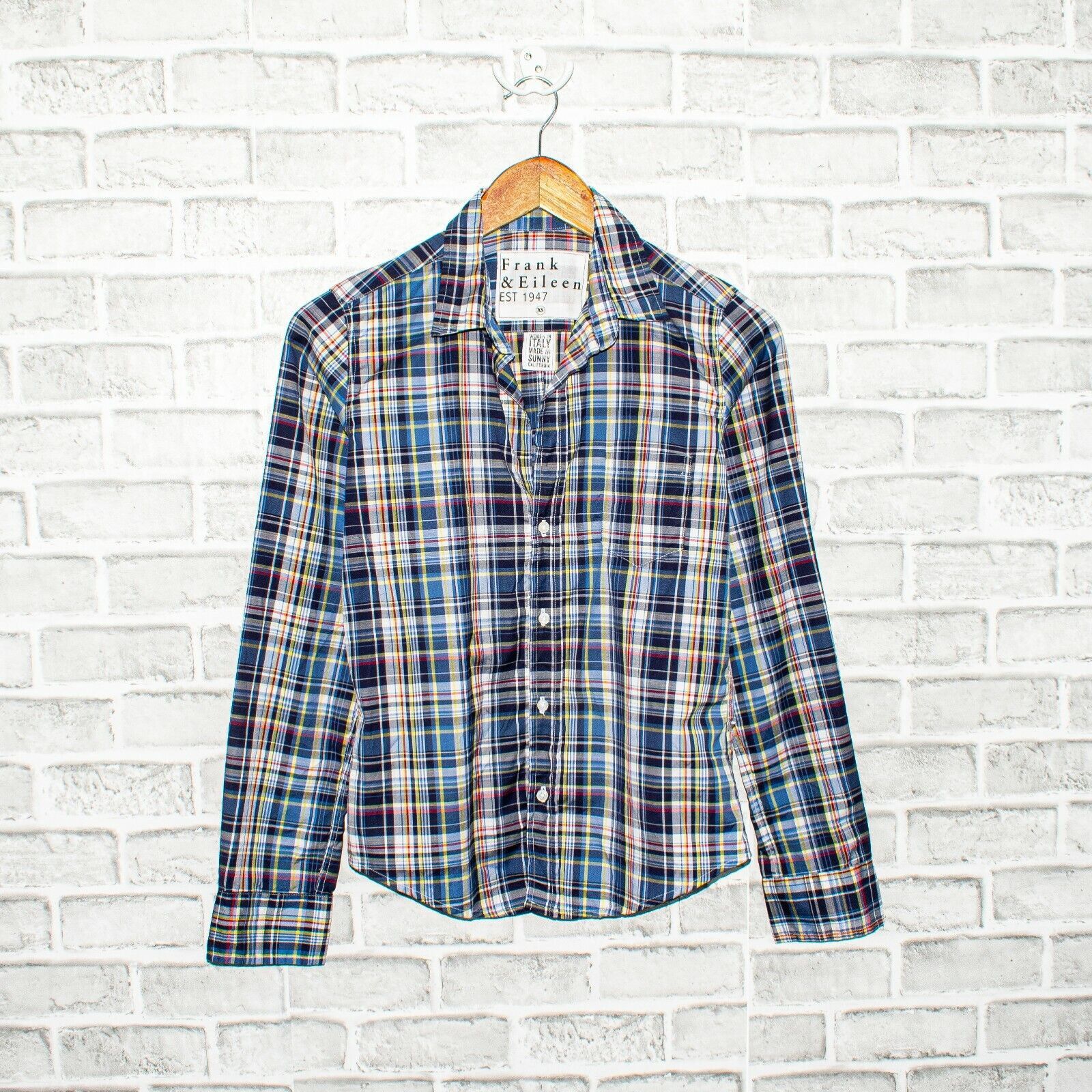 Frank & Eileen Frank & Eileen Women's Button up BARRY Shirt Blue Madras Size XS / US 0-2 / IT 36-38 - 6 Thumbnail