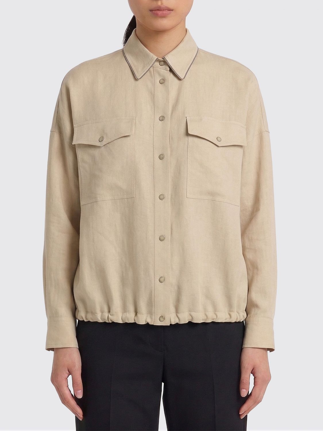 Brunello Cucinelli Brunello Cucinelli Shirt Woman Beige Size L / US 10 / IT 46 - 1 Thumbnail