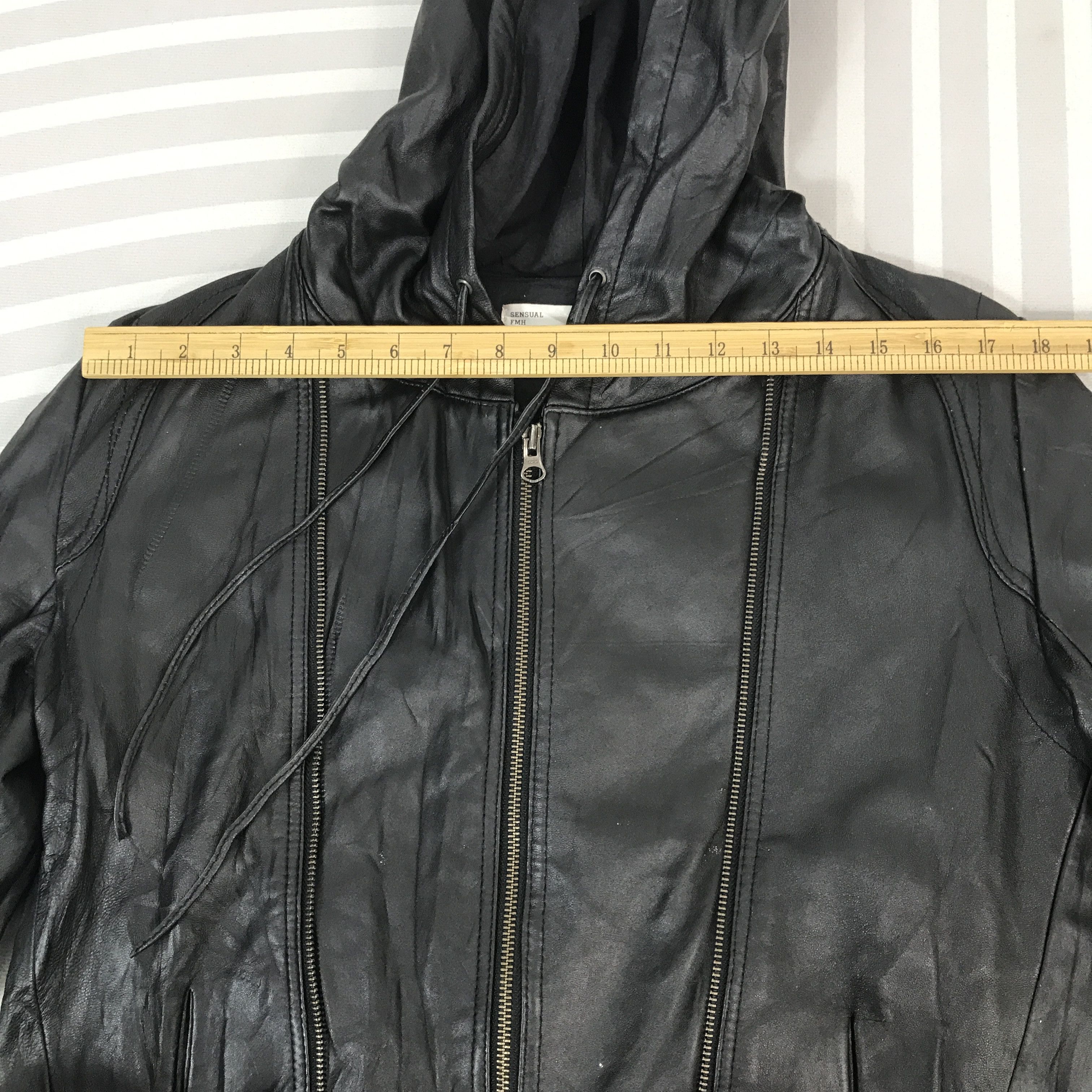 Japanese Brand × Leather × Vintage Sensual FMH Double zipper Leather Jacket hoodie design Size US M / EU 48-50 / 2 - 5 Thumbnail