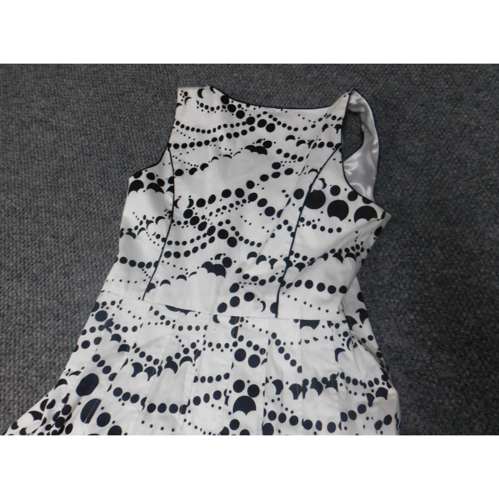 Vintage Spense Womens Dress A-Line Midi Button Down 8 White Knit Cotton Puff Sleeve Mock Neck Lined Casual Size M / US 6-8 / IT 42-44 - 6 Thumbnail