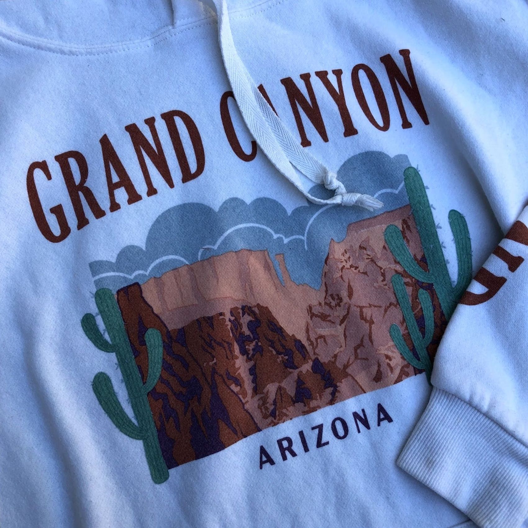 Vintage SOCIAL SCENE Grand Canyon Arizona Hoodie Sweatshirt MEDIUM White Pullover Top Mens Blue? Size US M / EU 48-50 / 2 - 4 Thumbnail