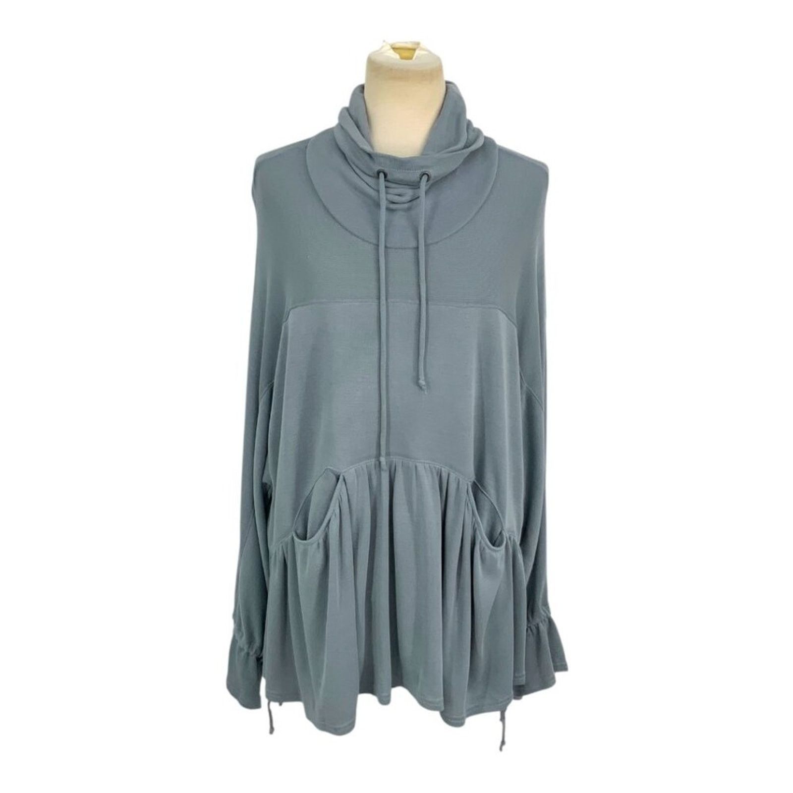 Free People Free People Early Riser Funnel Neck Sweater Dusty Blue Small Size S / US 4 / IT 40 - 2 Thumbnail