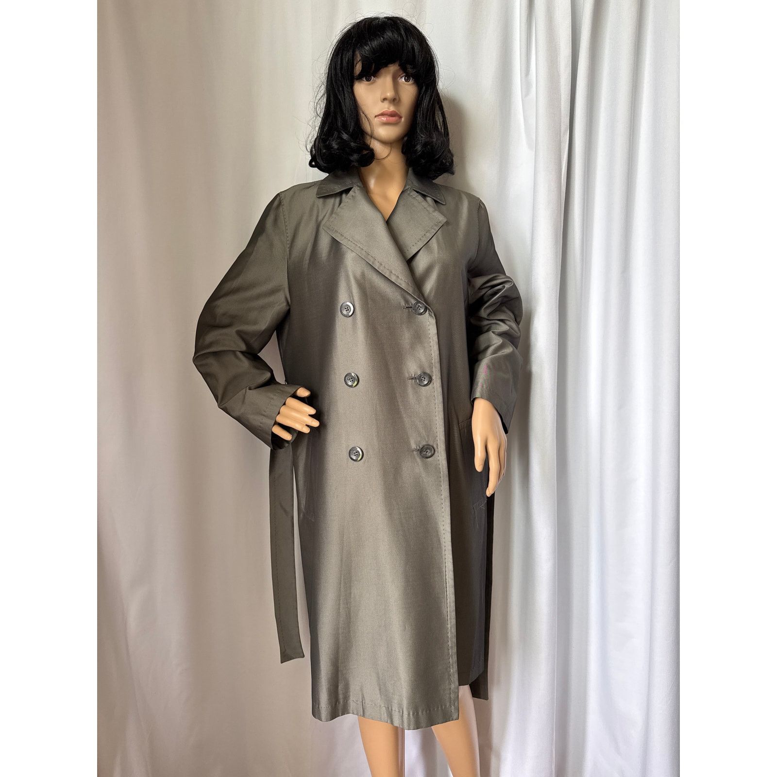 Sanyo SANYO Excellent Shimmering gray trench double breasted coat Size M / US 6-8 / IT 42-44 - 4 Thumbnail