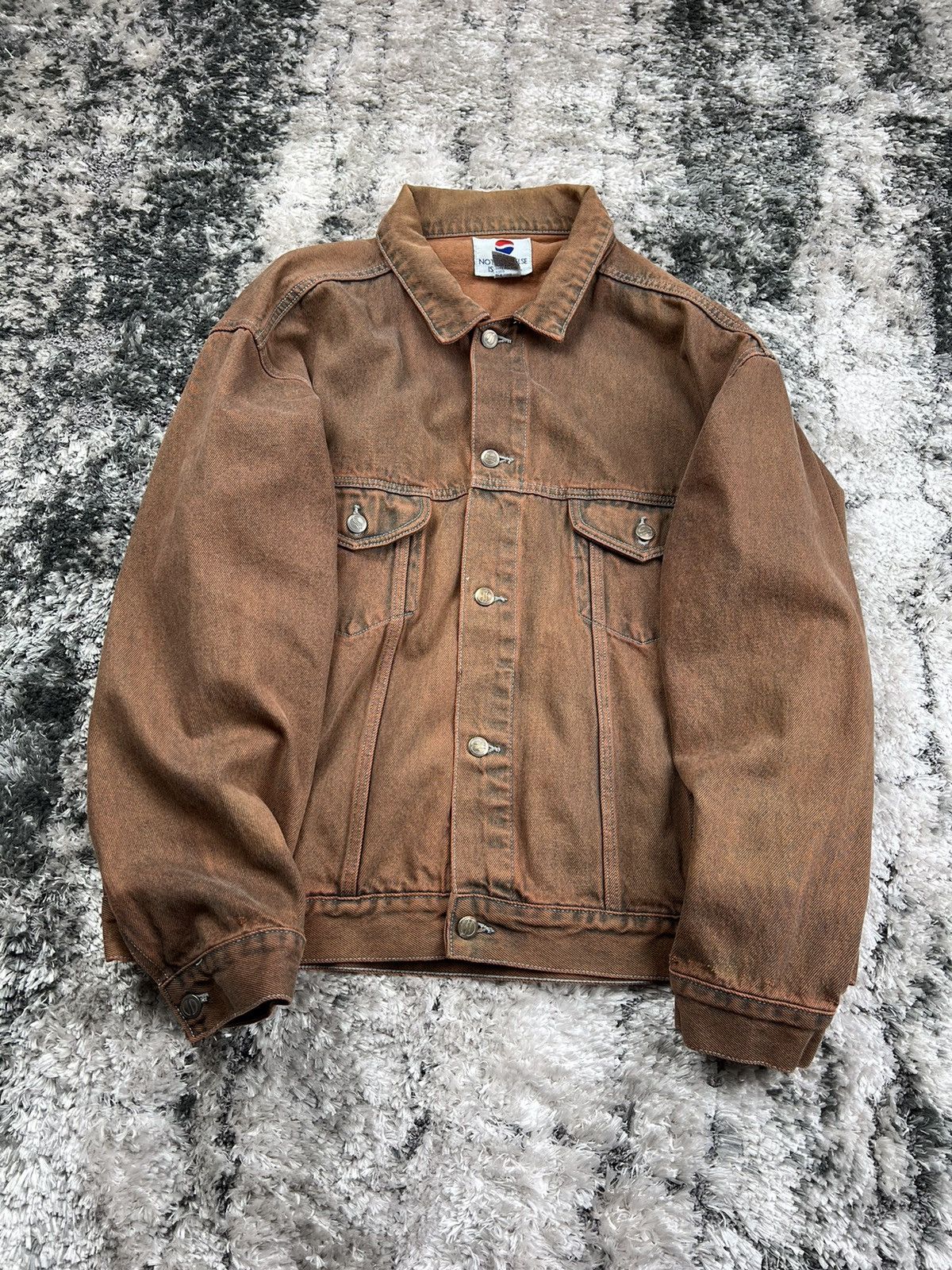 image of 1990S Nothing Else Is A Pepsi Dyed Denim Jacket in Rust Orange, Men's (Size XL)
