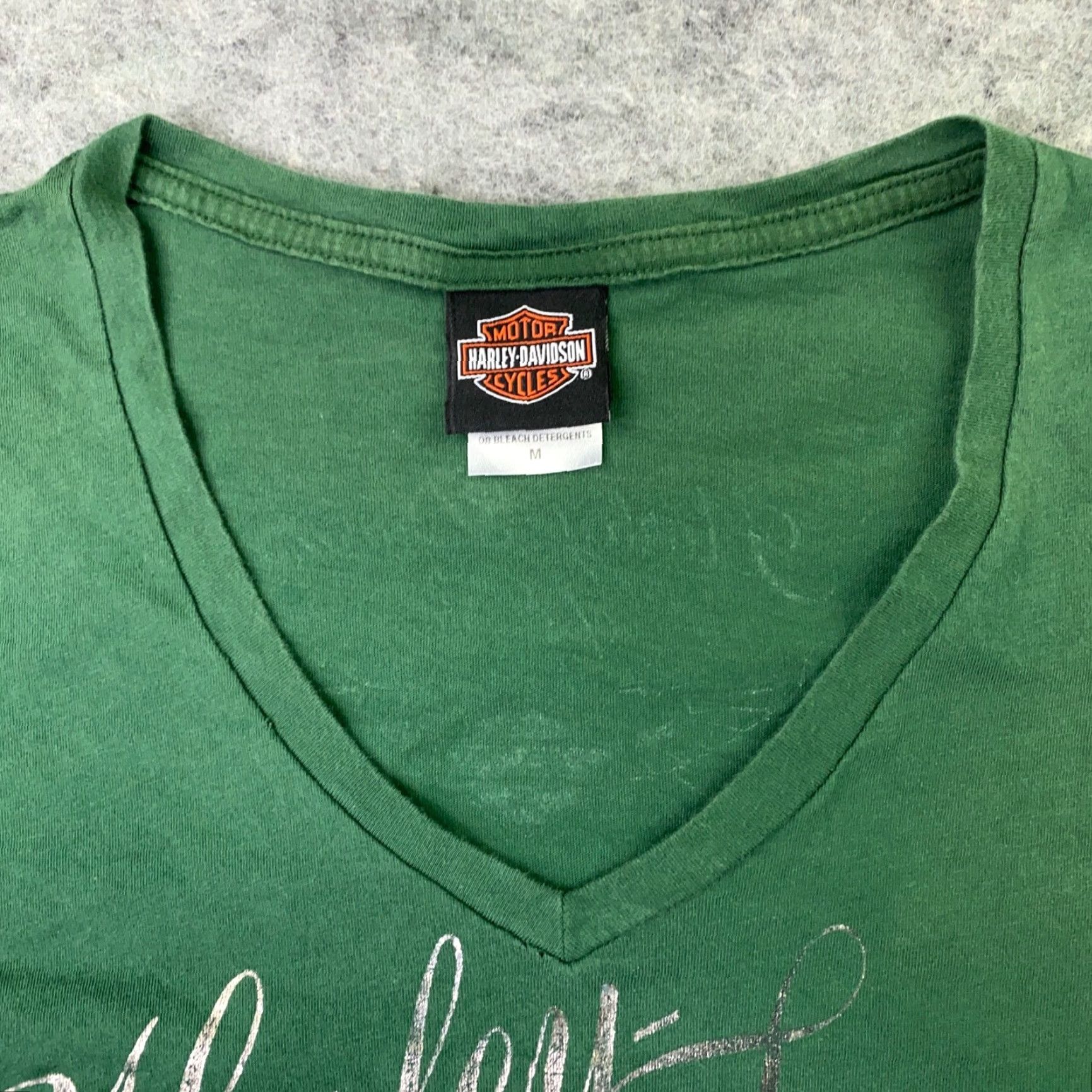 Harley Davidson Harley-Davidson Womens Medium Green V-Neck Long Sleeve T-Shirt Size M / US 6-8 / IT 42-44 - 4 Thumbnail