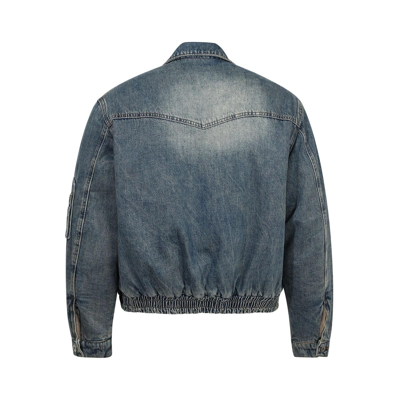 Jean Blue Washed Denim Jacket with Fireman Clasp, Faux Fur Lined Size US M / EU 48-50 / 2 - 3 Thumbnail
