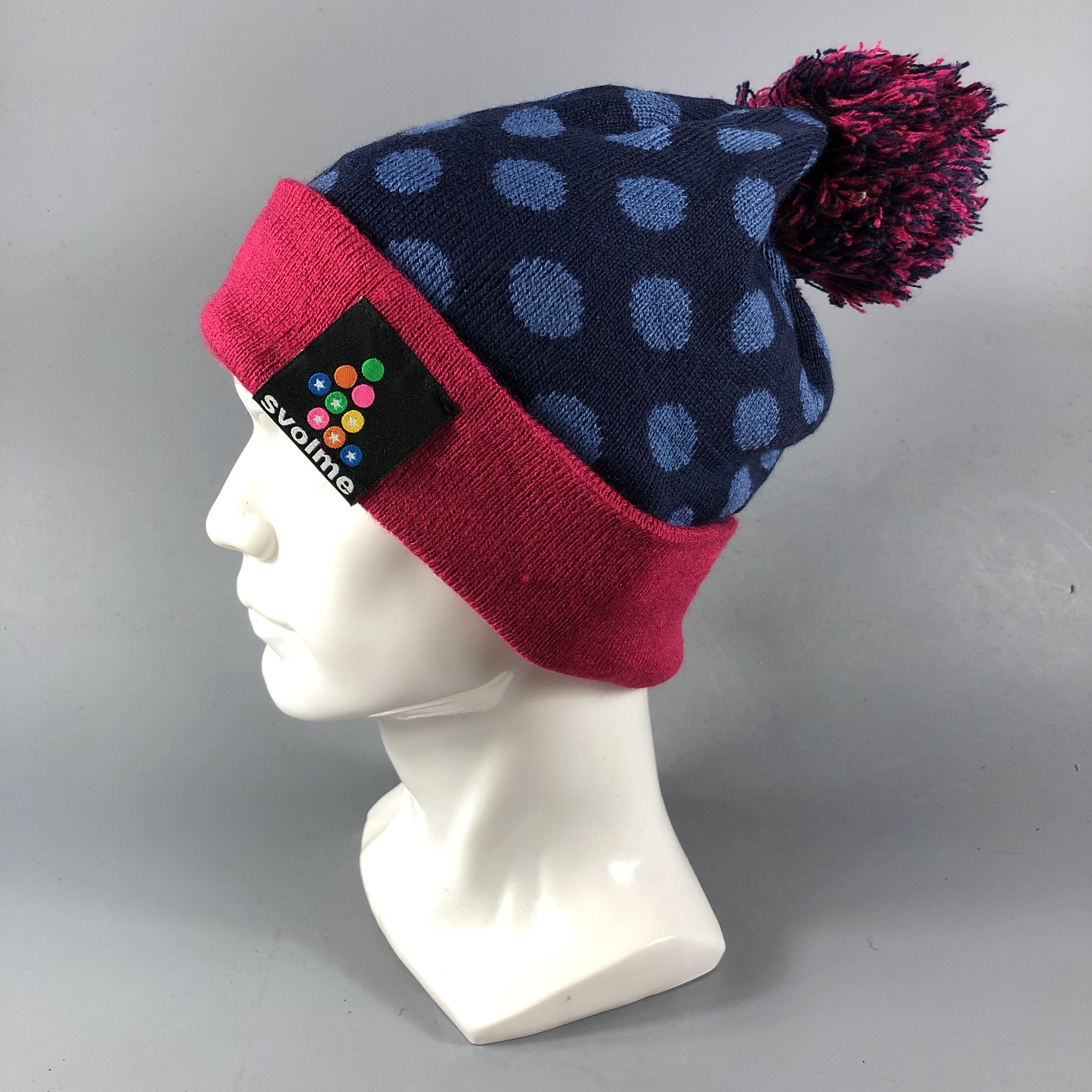 Vintage Svolme Polka Dots Bobble Beanie Snowcap Snow Hat B587 Size ONE SIZE - 2 Thumbnail