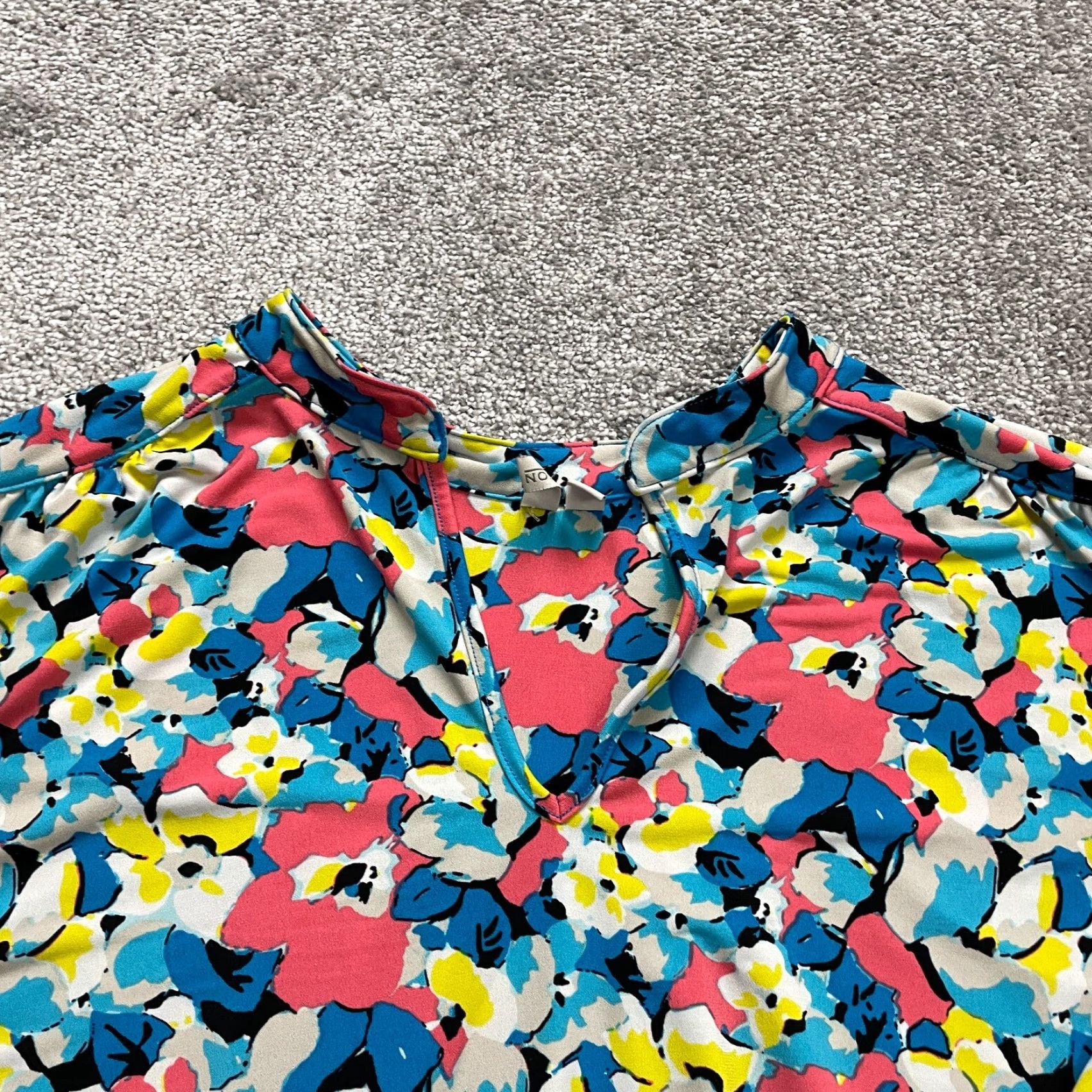 Madison Madison Dress Womens 3XL Multicolor Floral V-Neck Roll Tab Sleeve Midi A-Line Size XXL / US 16-18 / IT 52-54 - 4 Thumbnail