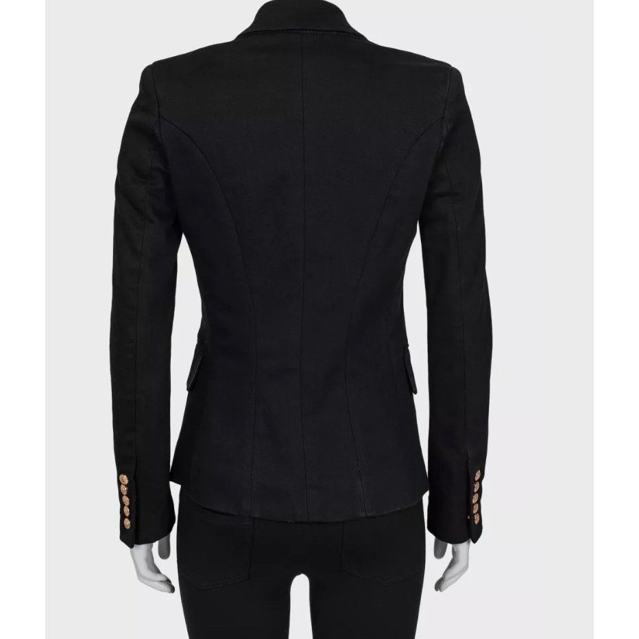 Balmain Black Fitted Jacket with Signature Buttons - FR38