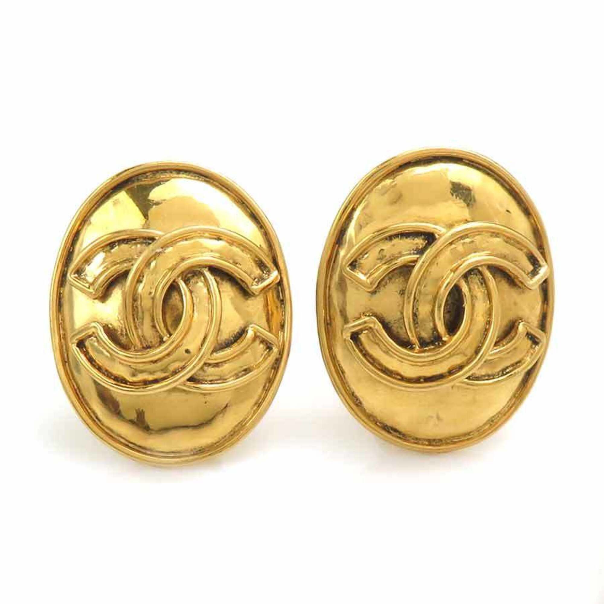 Chanel Chanel earrings, Coco Mark design, metal, gold, women's, e61853a Size ONE SIZE - 1 Thumbnail