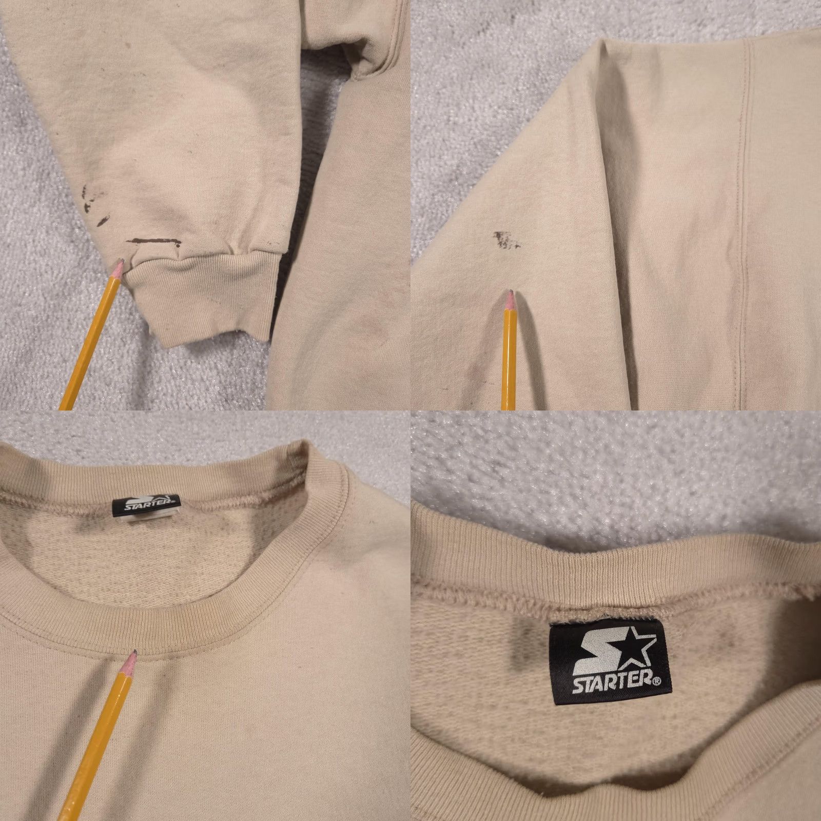 Starter VINTAGE Starter Sweatshirt Mens XL Tan Beige Crewneck Pullover Embroidered Logo Size US XL / EU 56 / 4 - 8 Thumbnail