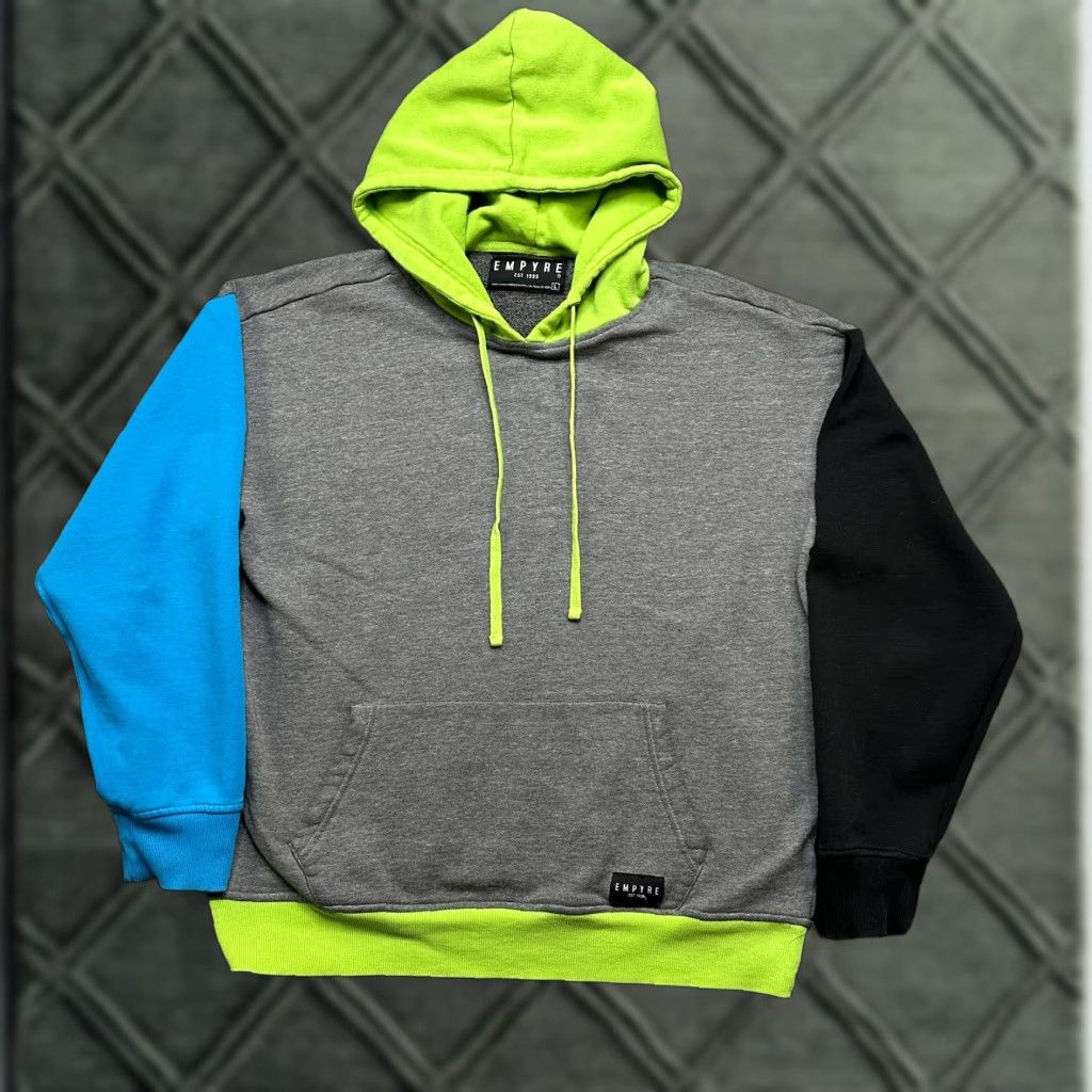 Empyre Empyre Hoodie Mens L Gray Sweatshirt Skateboard Color Block Y2K Grunge Punk Rock Hooded Pockets Pullover Size US L / EU 52-54 / 3 - 1 Thumbnail