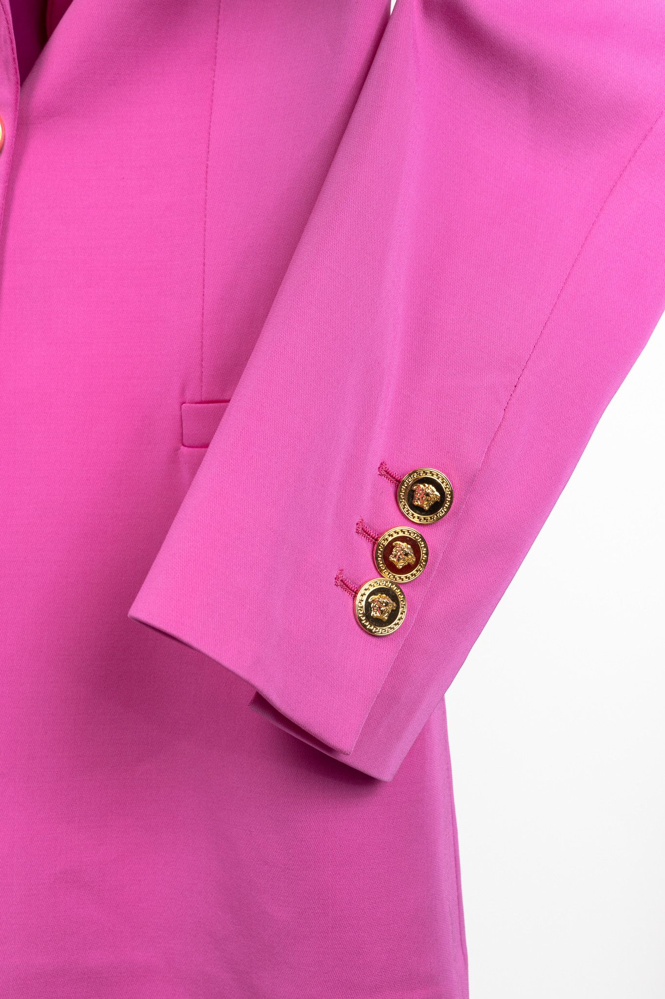 Versace Versace SS20 Fuchsia Satin Safety Pin Detail Blazer Size XS / US 0-2 / IT 36-38 - 8 Thumbnail