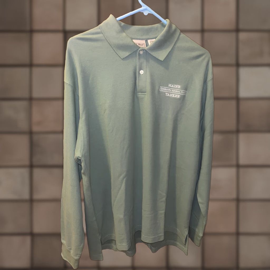 Vintage VINTAGE LL Bean Men's Large Long Sleeve Green Polo Shirt Maine Yankee Power Plant Logo Work Uniform Mens Size US L / EU 52-54 / 3 - 1 Thumbnail