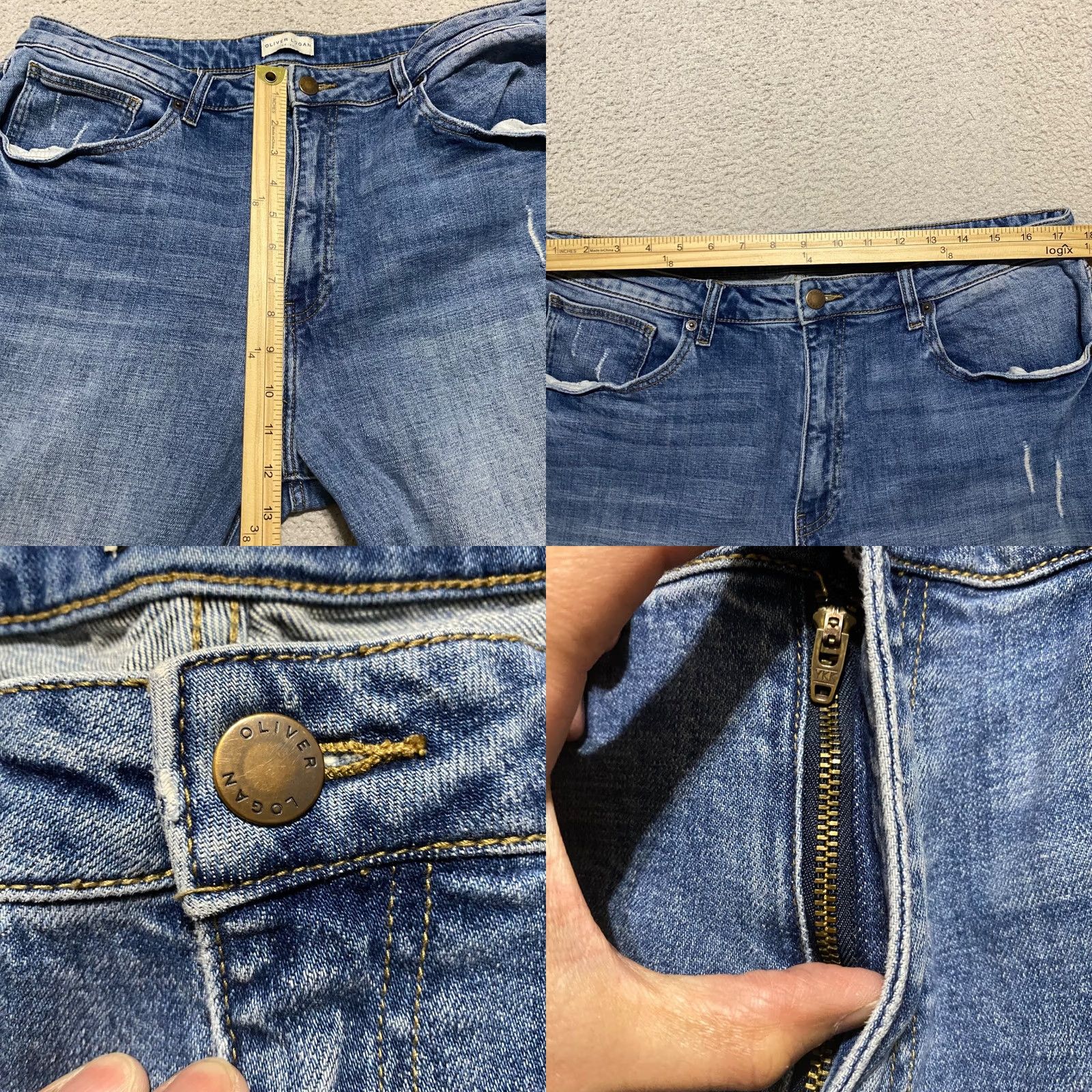Madison Oliver Logan Madison Wide Leg Jeans sz 33 Blue Denim Medium Wash Weomens Size 27" / US 4 / IT 40 - 8 Thumbnail