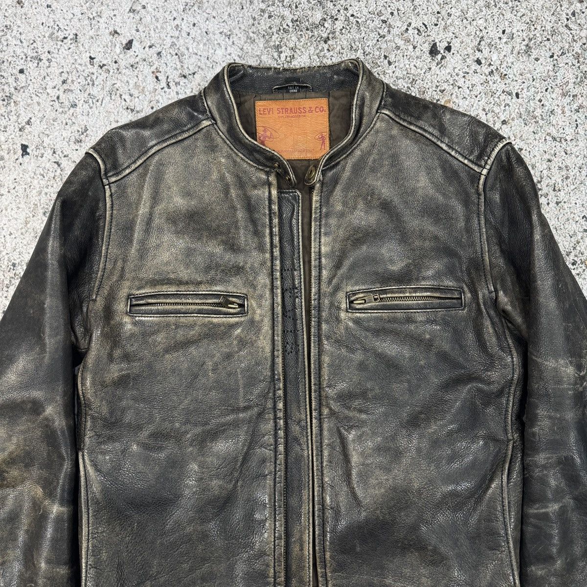 Levi's Vintage Levi's Faded Leather Cafe Racer Style Zip Jacket Size US S / EU 44-46 / 1 - 6 Thumbnail