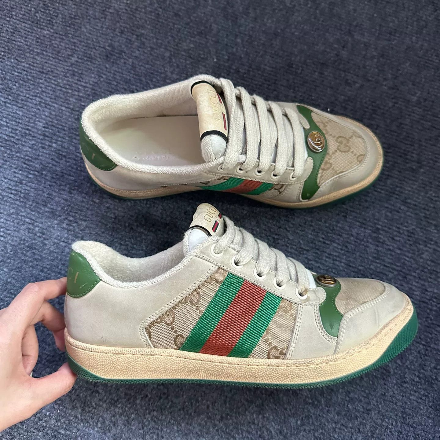 Gucci gucci green double G sneakers size 36.5 Size US 6.5 / EU 39-40 - 1 Thumbnail