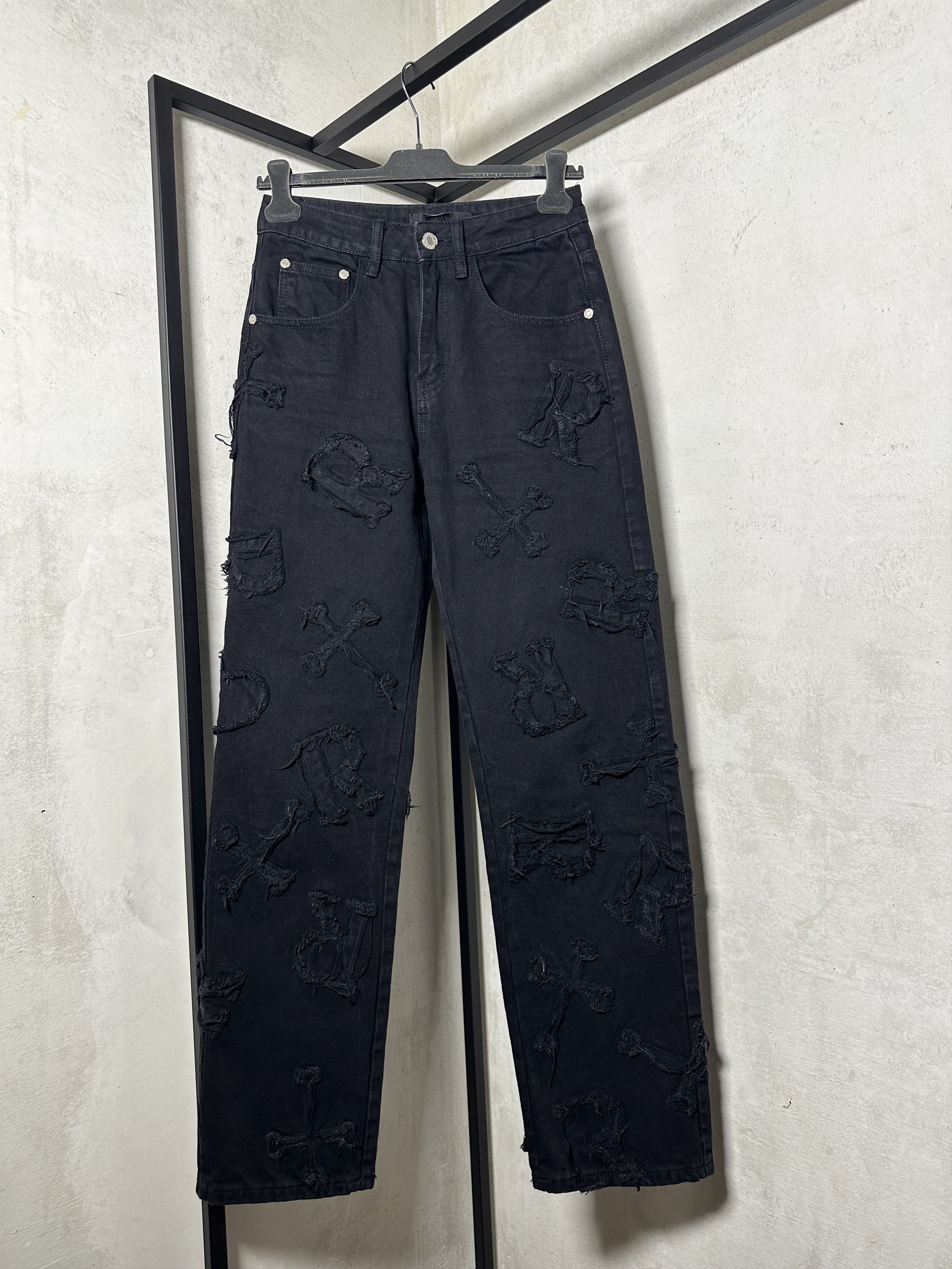 Japanese Brand Racer Worldwide Washed Black Patch Crucifix Heavy Jeans Size US 26 / EU 42 - 3 Thumbnail