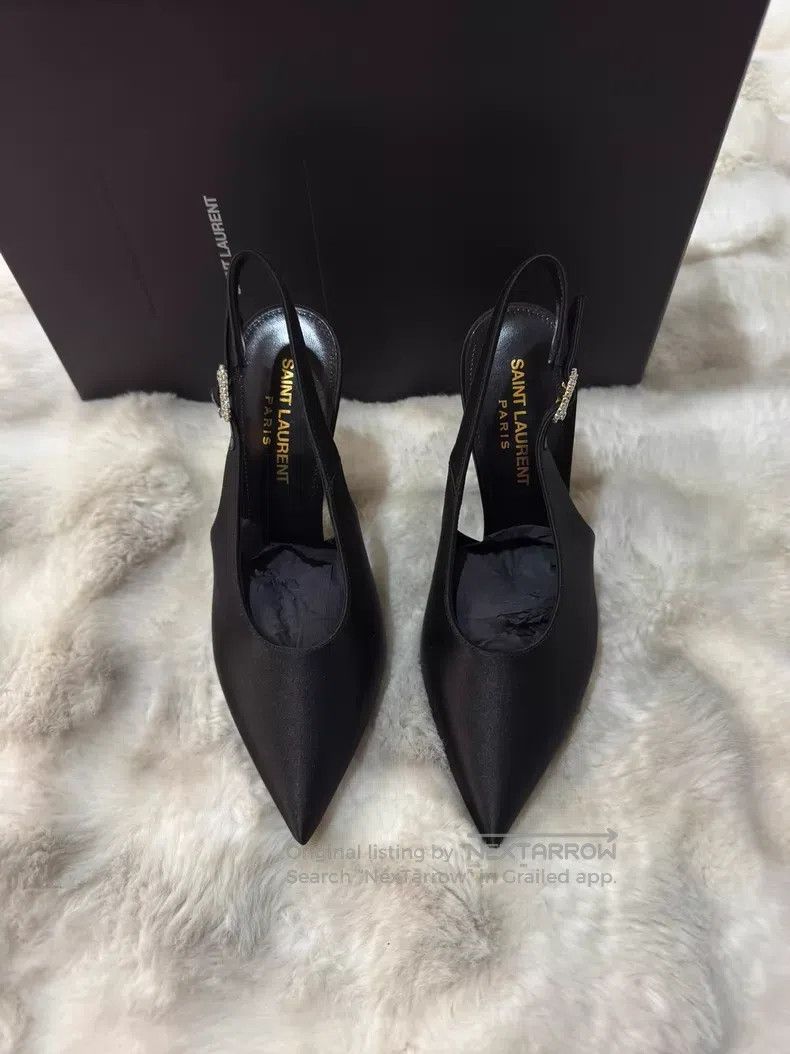 Saint Laurent Paris Saint Laurent Paris Satin Crystal Rhinestone High Heels Size US 5.5 / IT 35.5 - 5 Thumbnail