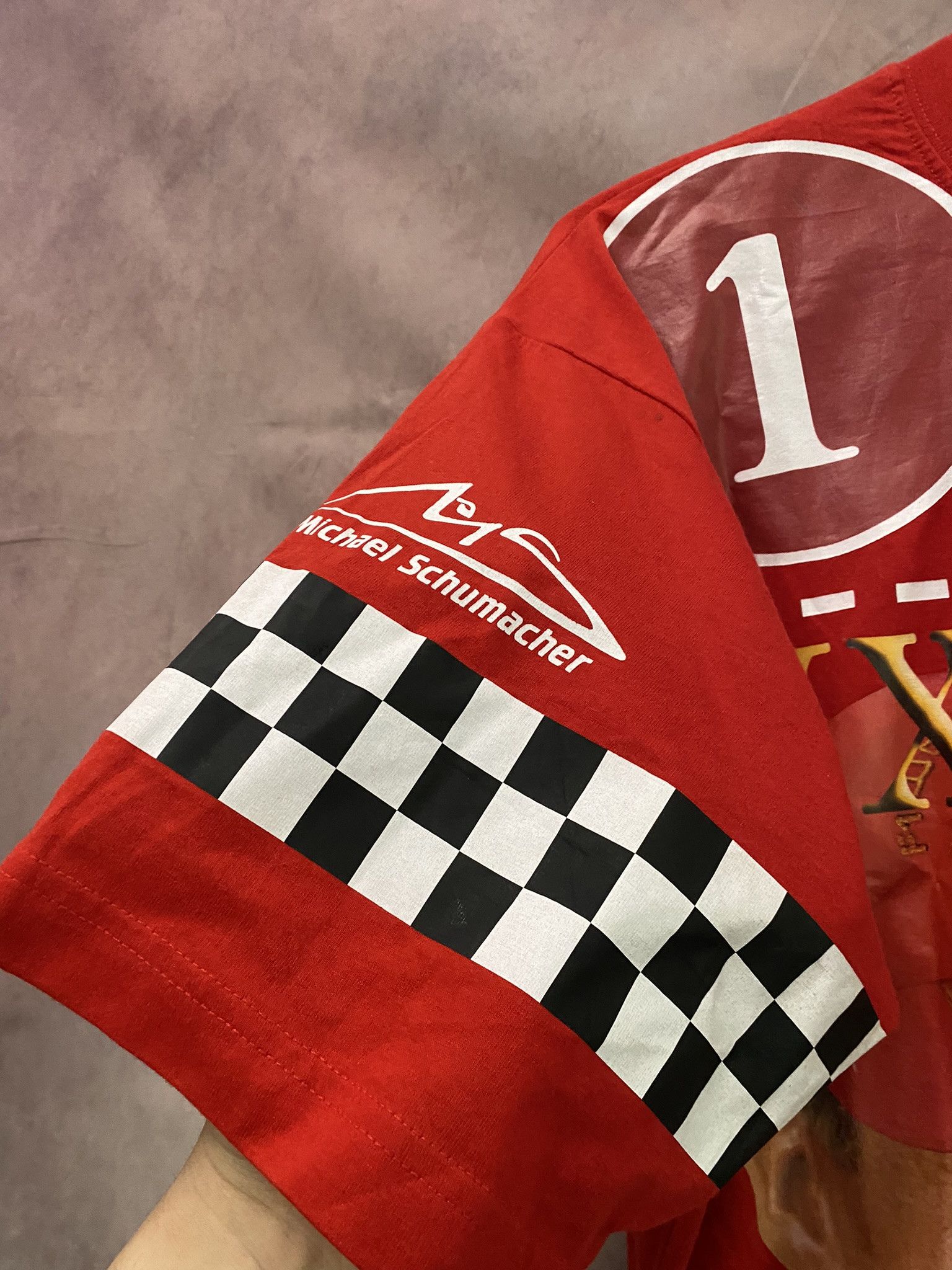 Designer × Vintage Michael Schumacher T-Shirt Red 1994-2003 F-1 Size US L / EU 52-54 / 3 - 4 Thumbnail