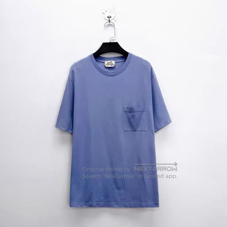 Hermes Hermes Light Blue Pocket Embroidered H Logo Short Sleeve Size US L / EU 52-54 / 3 - 1 Thumbnail