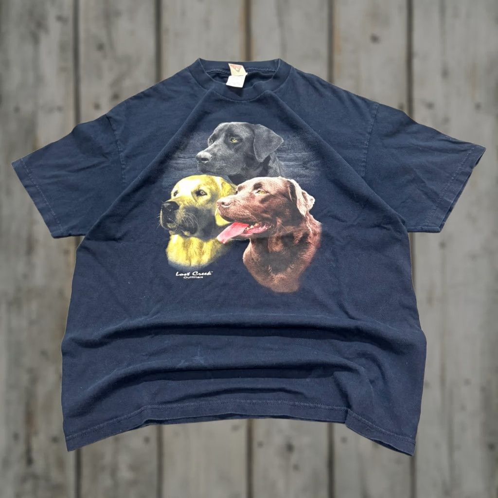 AAA VINTAGE Dog T-shirt Men's XL Navy Blue Lost Creek Outfitters Y2K Golden Retriever Shirt Mens XL Blue Astronaut? Size US XL / EU 56 / 4 - 1 Thumbnail
