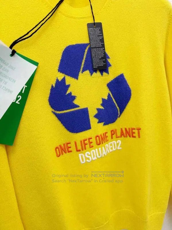 Dsquared2 DSQUARED2 Yellow Cashmere Long Sleeve Sweater . Size US L / EU 52-54 / 3 - 3 Thumbnail