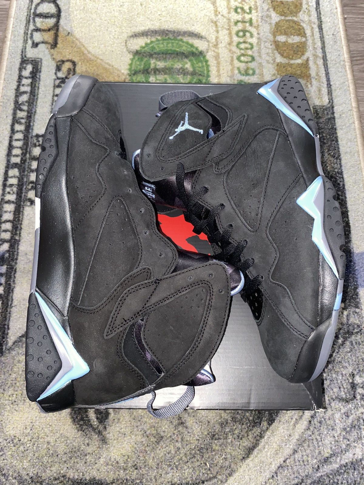 image of Jordan Nike Jordan 7 Retro Chambray (2023) Shoes in Black, Men's (Size 13)