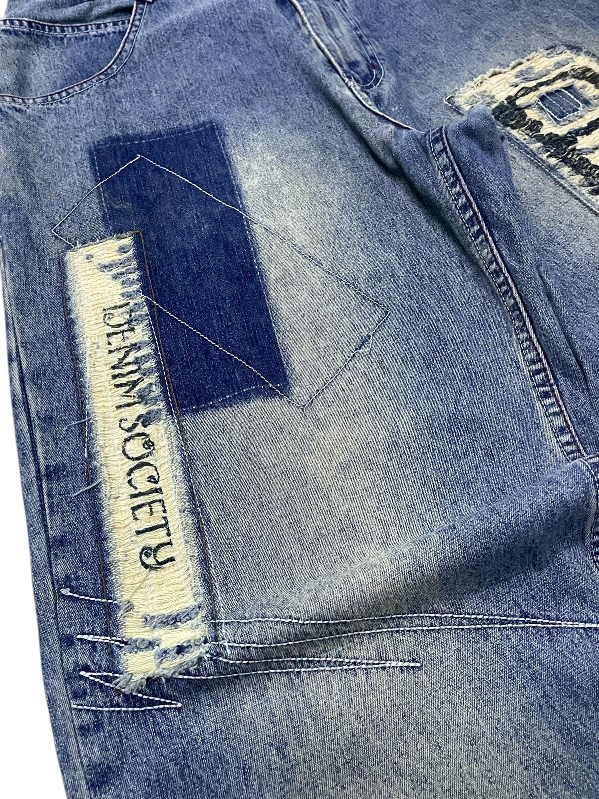 Dogtown × JNCO × Sean John Paco Deconstructed Cut & Sew Distressed Massive Baggy Jeans Size US 30 / EU 46 - 10 Thumbnail
