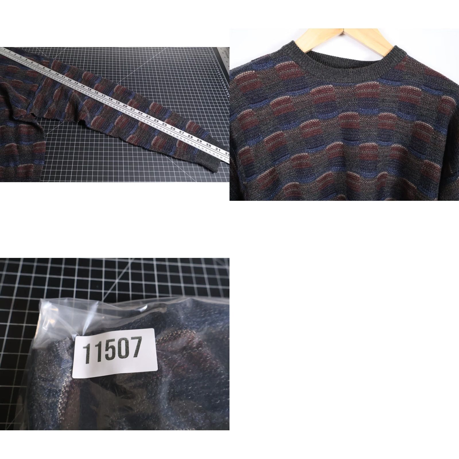 Vintage VINTAGE Hill & Archer 90s Dad Sweater Men Large Dark Gray Geometric Pattern Lightweight Knit Crew Neck Pullover Size US L / EU 52-54 / 3 - 8 Thumbnail