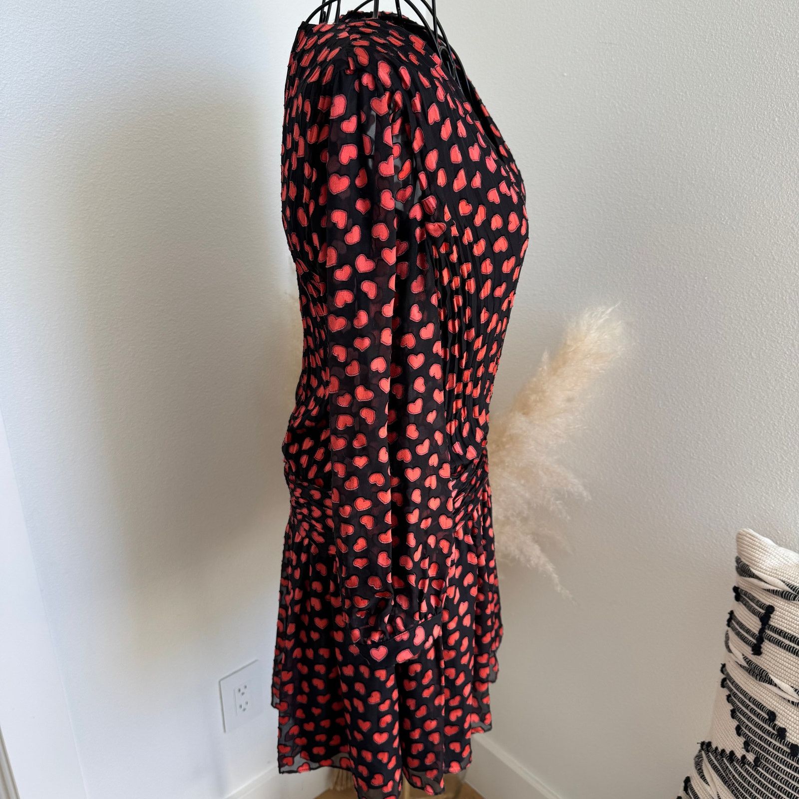 Alice + Olivia ALICE + OLIVIA Tessie Hearts Drop Waist Sheer Mini Dress Size S / US 4 / IT 40 - 2 Thumbnail