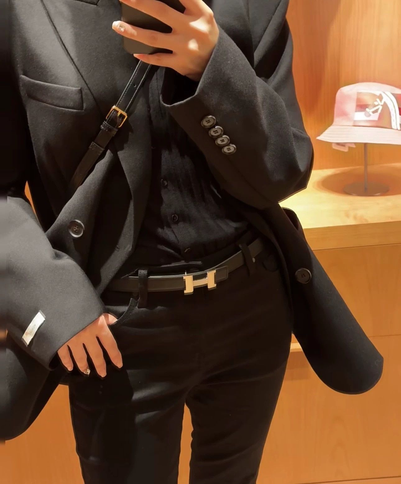 Hermes HERMES Constance Men Black/Chocolate Belt 90 Brushed Silver Size ONE SIZE - 5 Thumbnail