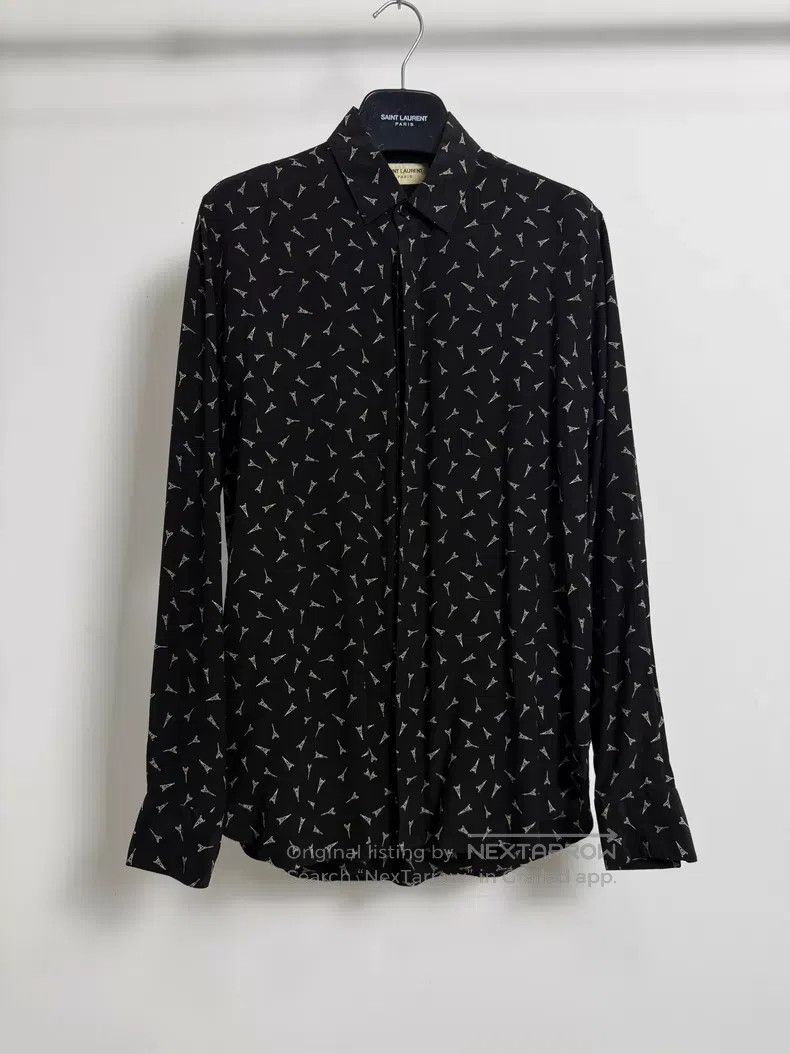 Saint Laurent Paris Saint Laurent Paris Mulberry Silk Eiffel Tower Shirt Size XS / US 0-2 / IT 36-38 - 1 Thumbnail