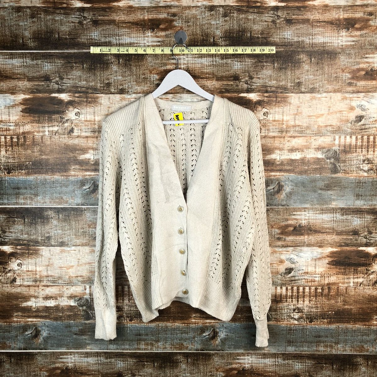 Japanese Brand Vareuse Brown Cardigan crochet Knitwear #A1472 Size L / US 10 / IT 46 - 1 Thumbnail