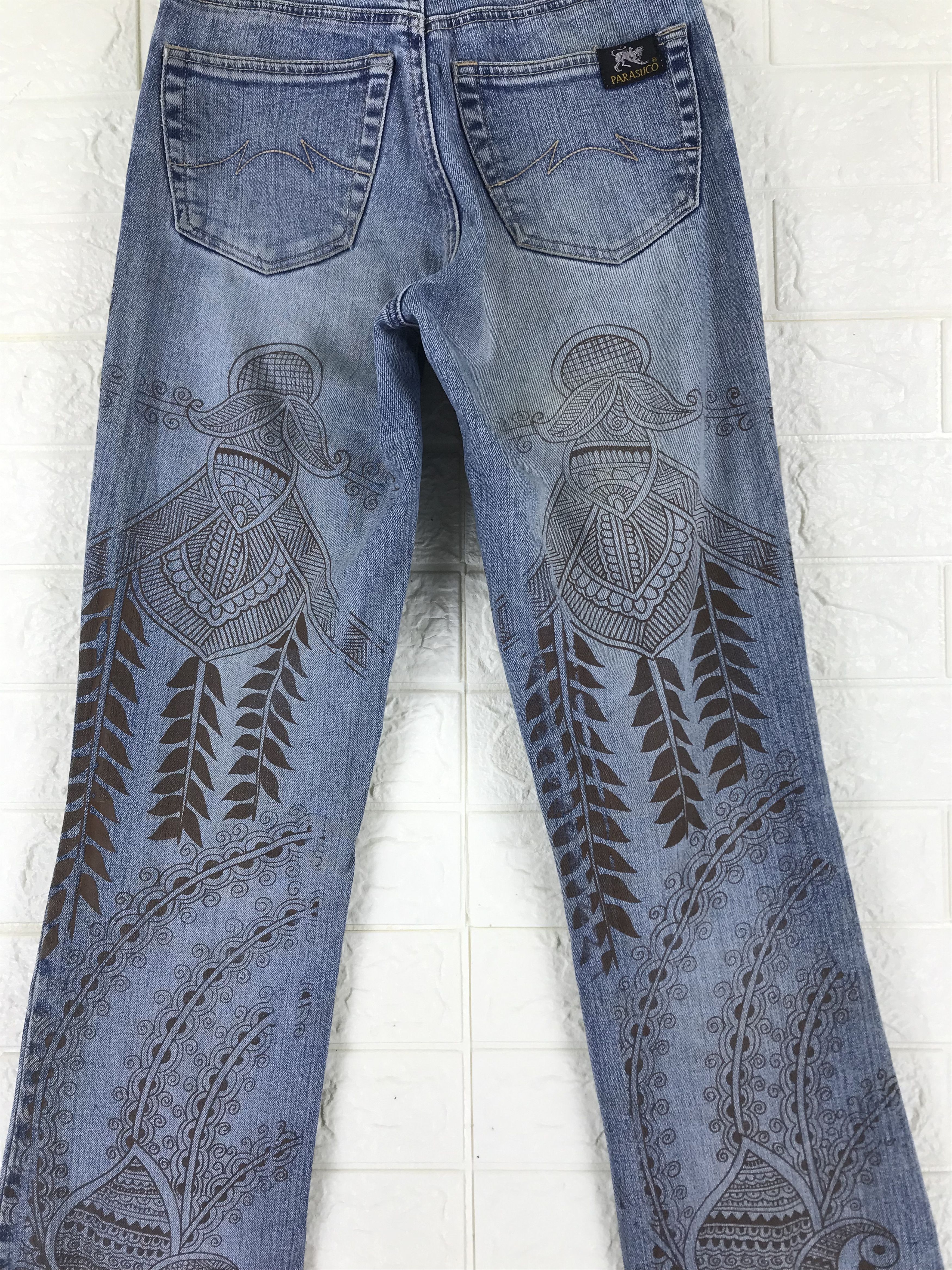 Parasuco Vintage Parasuco Art Pattern Flare Jeans Size 23" - 7 Thumbnail