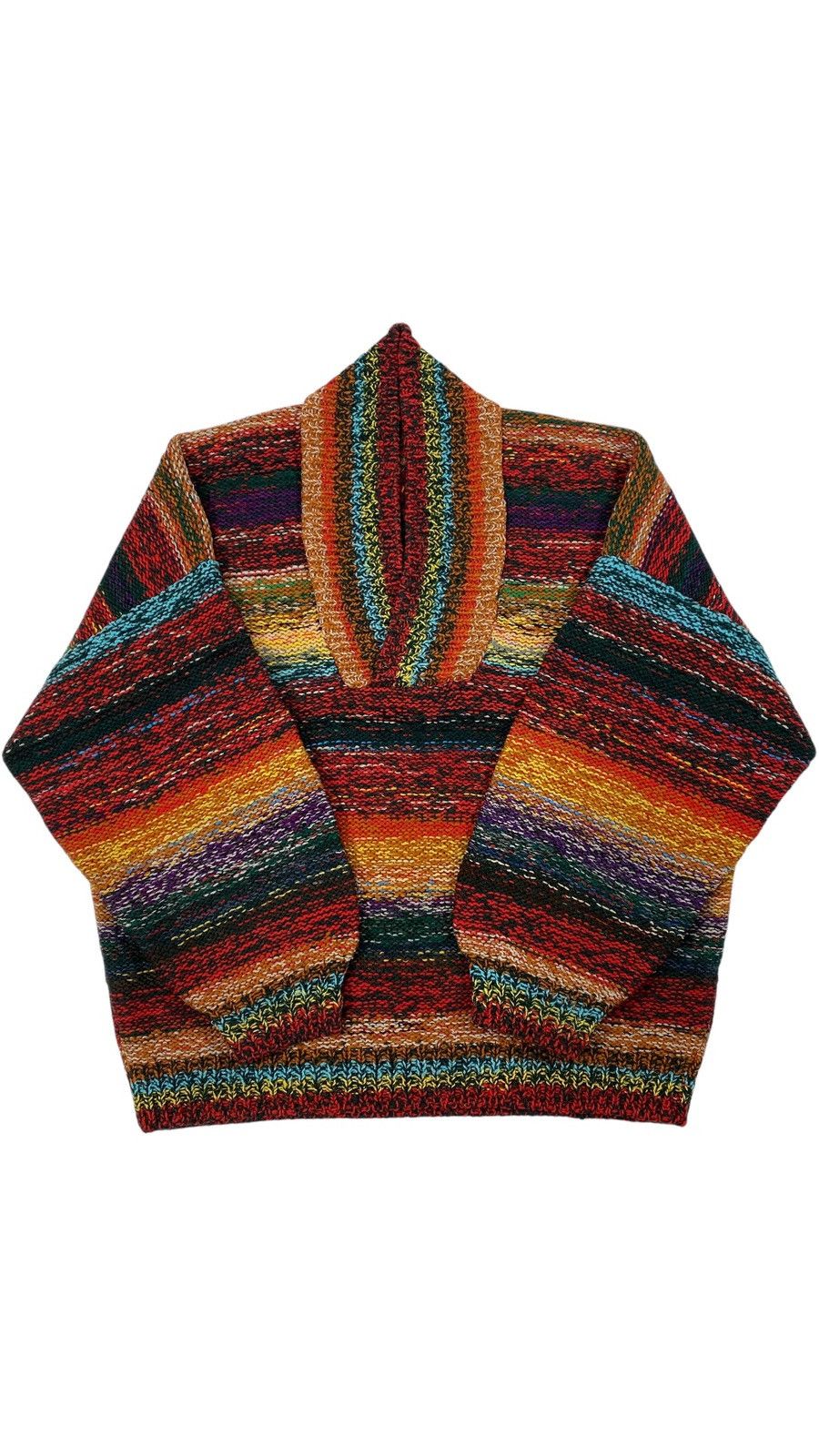 Vintage 🔥LASTDROP🔥 Vintage Heavy Hand Knit Rainbow Oversized Sweater Size US L / EU 52-54 / 3 - 1 Thumbnail