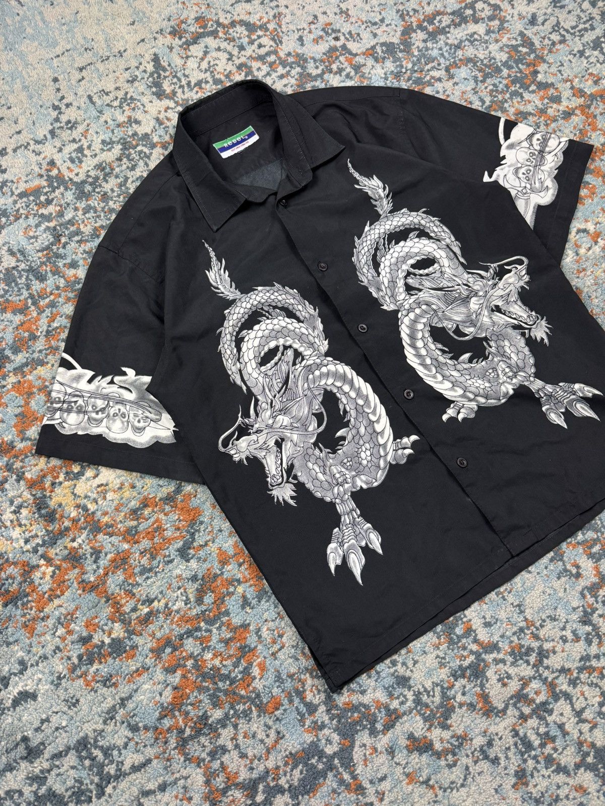 Vintage Vintage 90s Crazy dragon print Hawaiian shirt rave gabber Size US XS / EU 42 / 0 - 3 Thumbnail