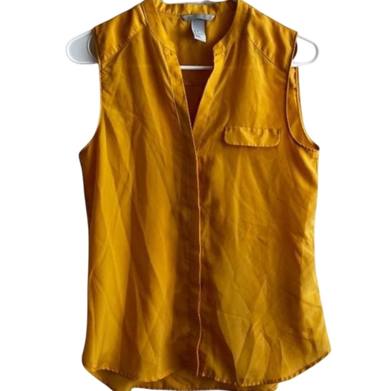 H&M H&M Yellow Collared Sleeveless Top, US4 Size S / US 4 / IT 40 - 1 Thumbnail