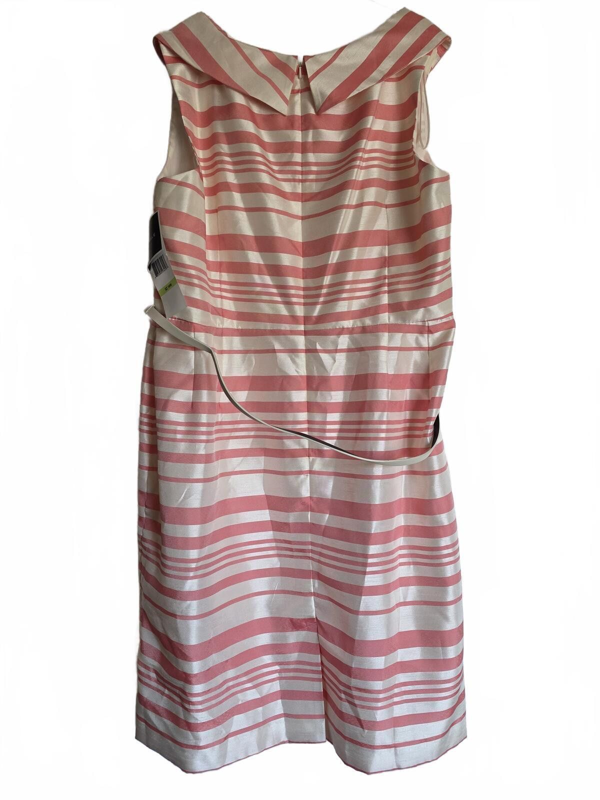 Other KSL Coral Pink Striped Sleeveless Dress Sz 18W Belted Spring Size XXL / US 16-18 / IT 52-54 - 3 Thumbnail