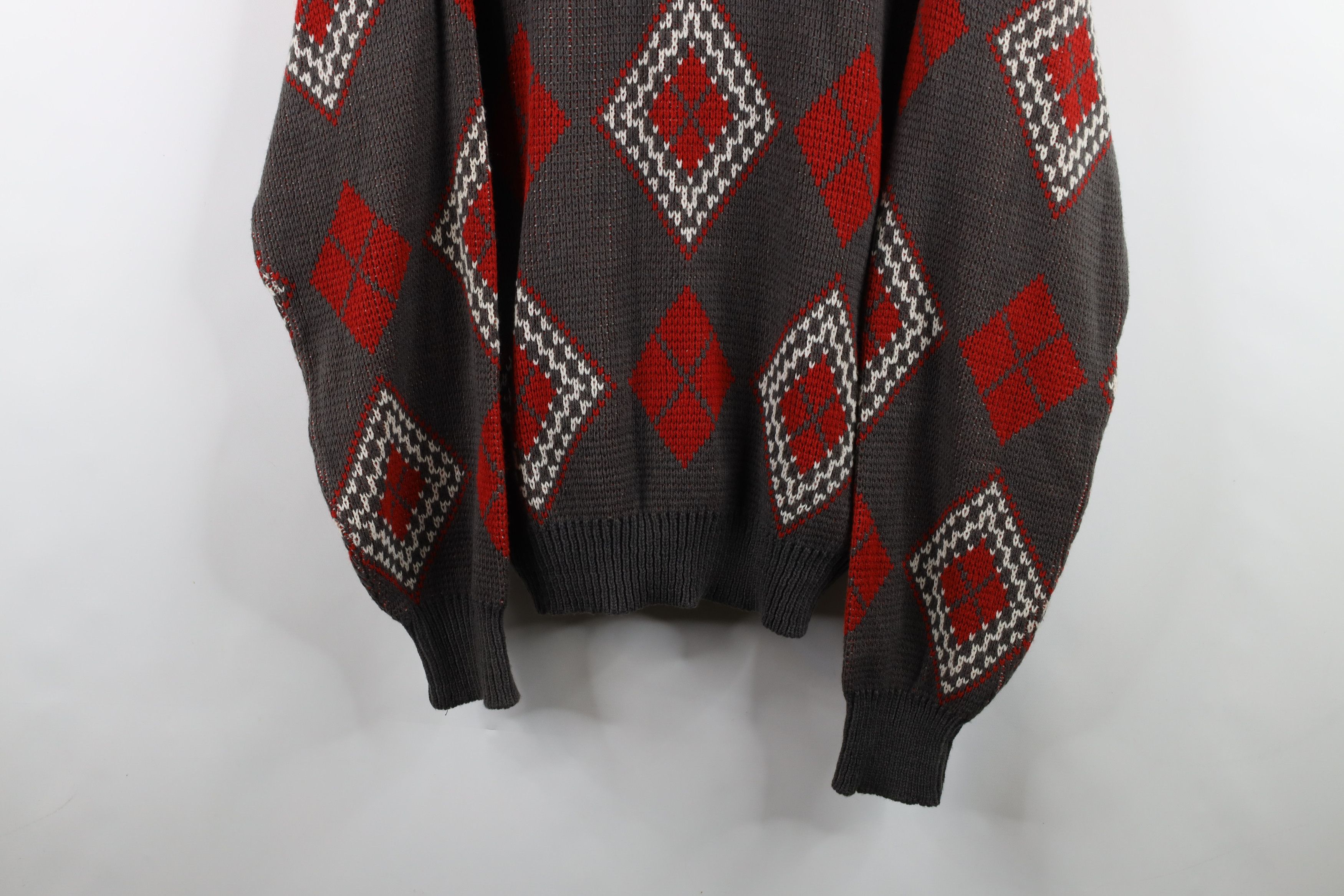 Vintage Vintage 90s Streetwear Diamond Chunky Ribbed Knit Sweater Size US XL / EU 56 / 4 - 3 Thumbnail